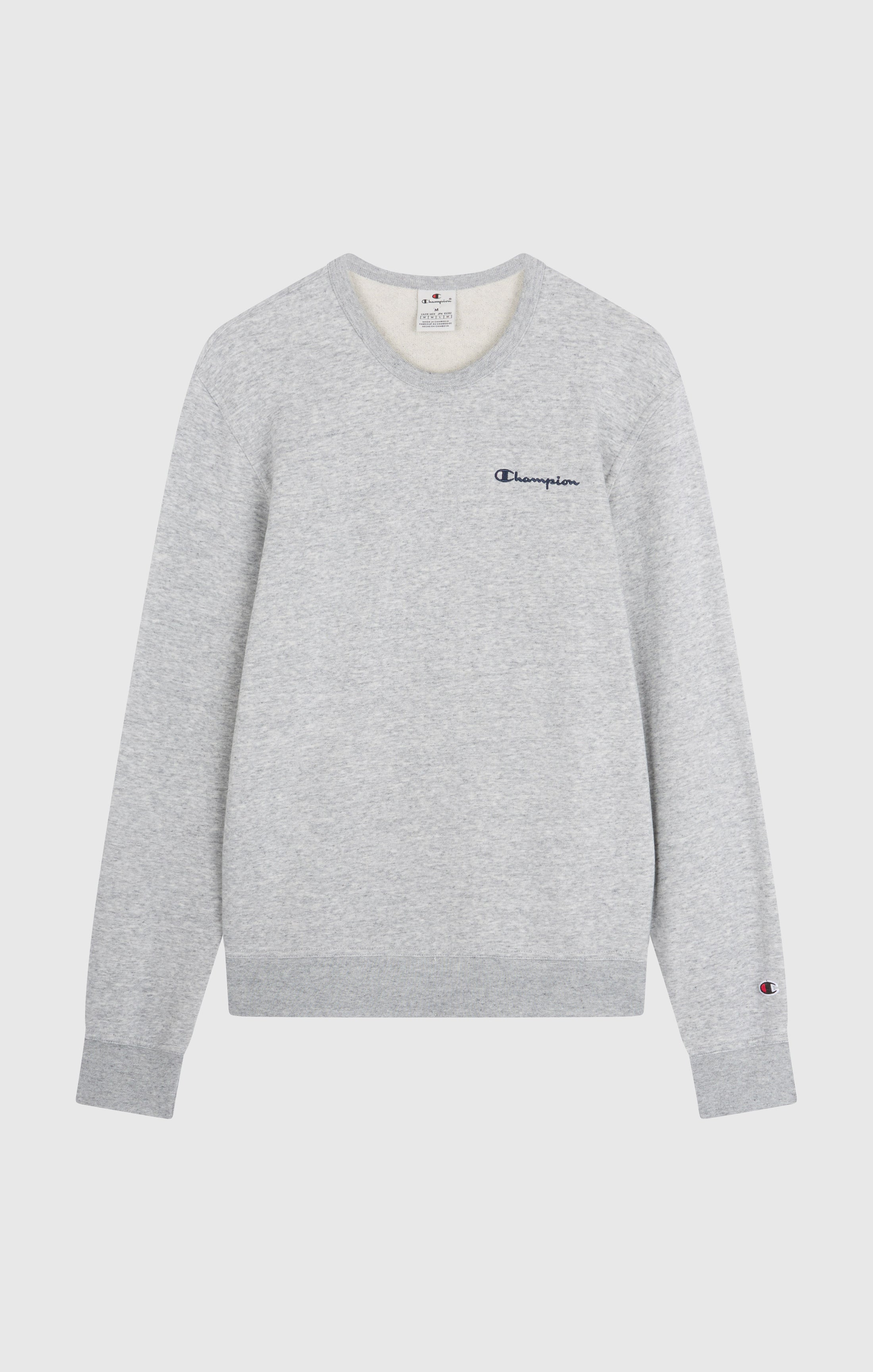 Men’s Fleece Crewneck Sweatshirt with Small Embroidered Logo Icons
