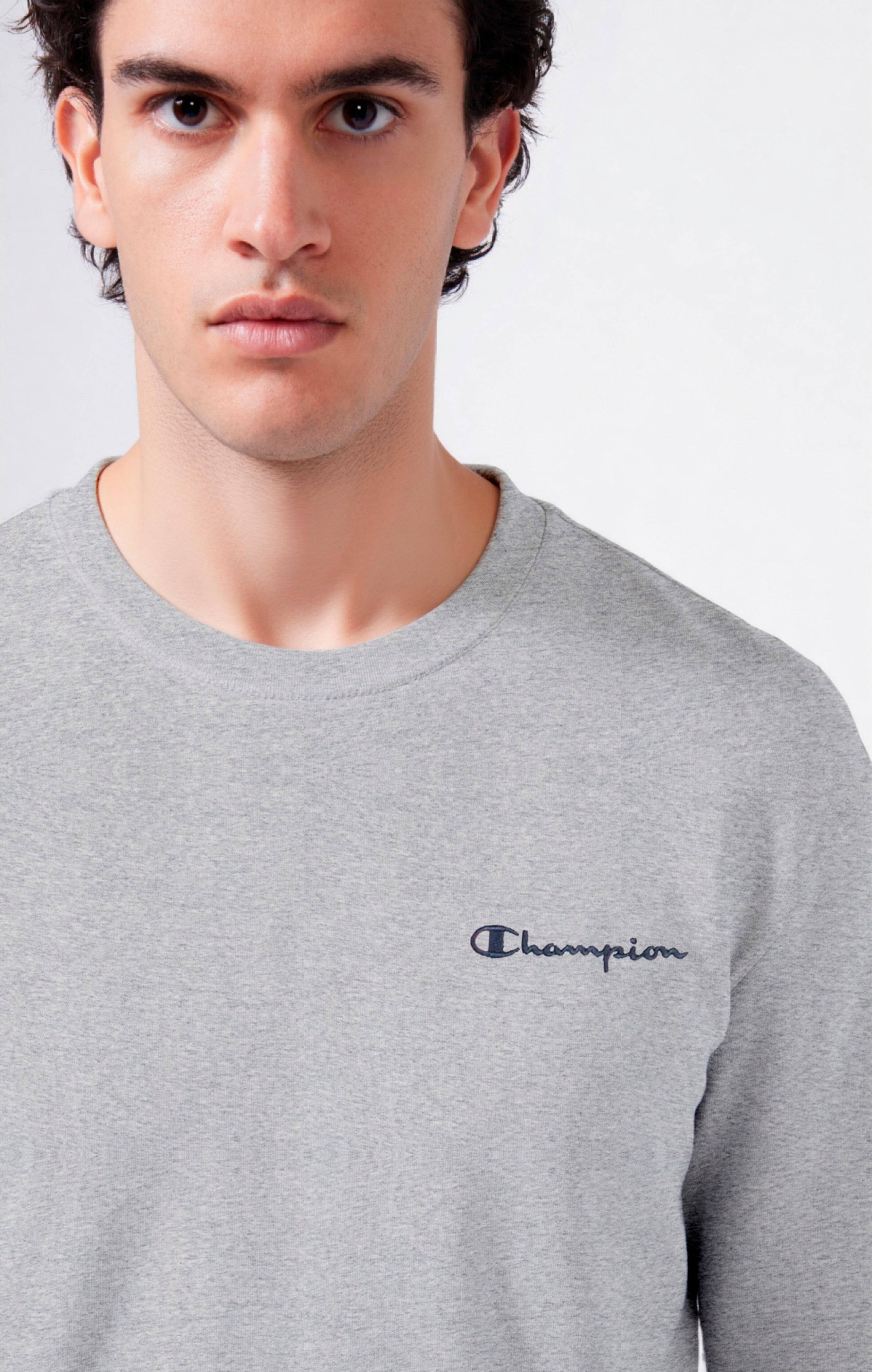 Men’s Fleece Crewneck Sweatshirt with Small Embroidered Logo Icons