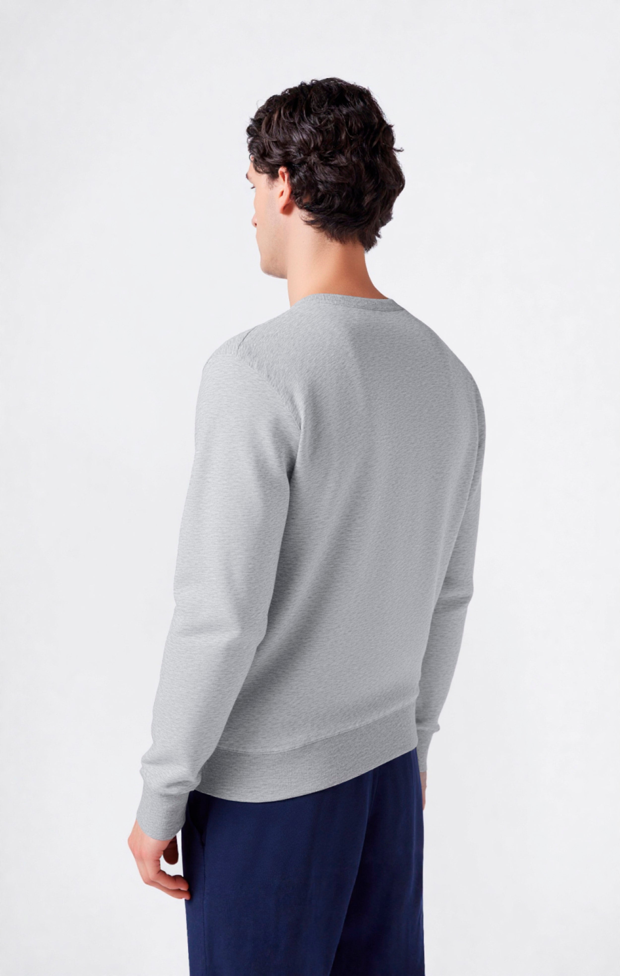 Men’s Fleece Crewneck Sweatshirt with Small Embroidered Logo Icons