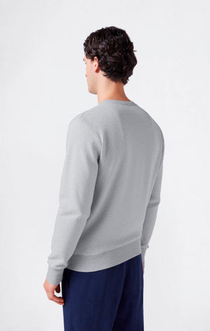 Men’s Fleece Crewneck Sweatshirt with Small Embroidered Logo Icons