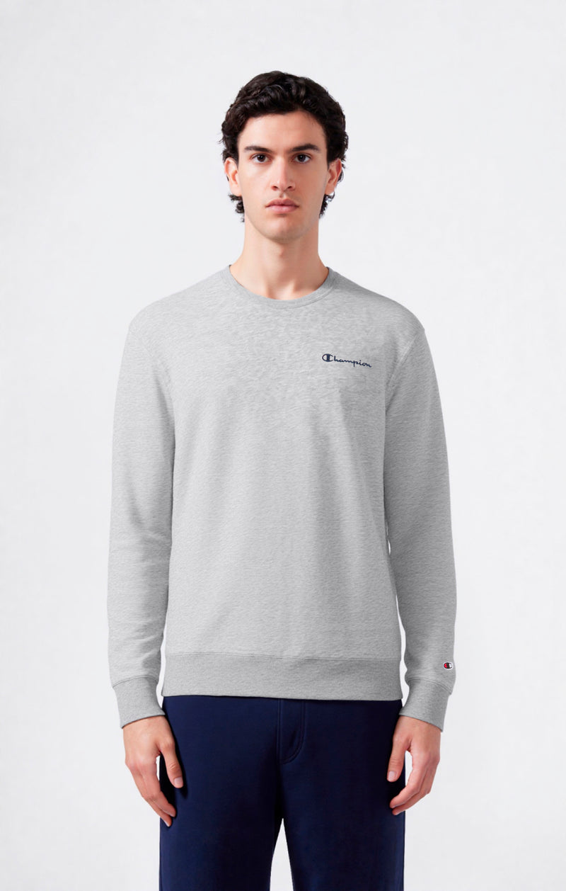 Men’s Fleece Crewneck Sweatshirt with Small Embroidered Logo Icons
