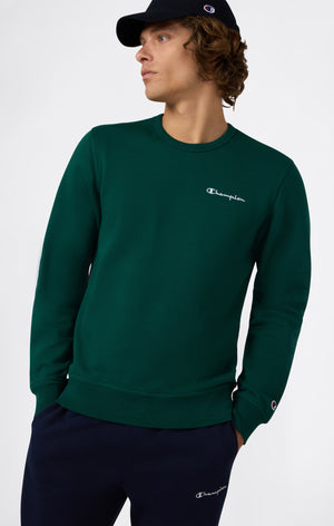 Men’s Fleece Crewneck Sweatshirt with Small Embroidered Logo Icons