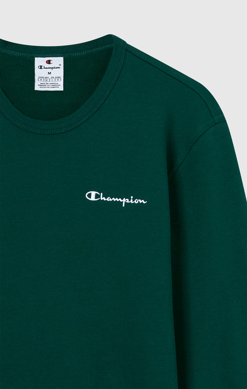 Men’s Fleece Crewneck Sweatshirt with Small Embroidered Logo Icons