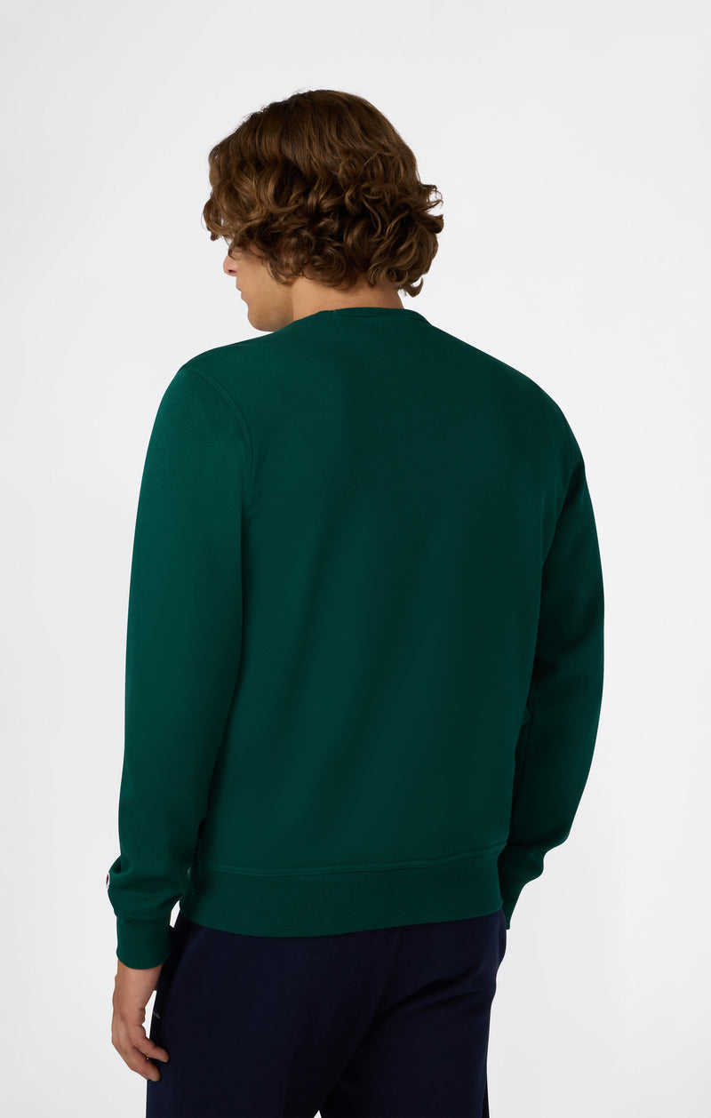 Men’s Fleece Crewneck Sweatshirt with Small Embroidered Logo Icons