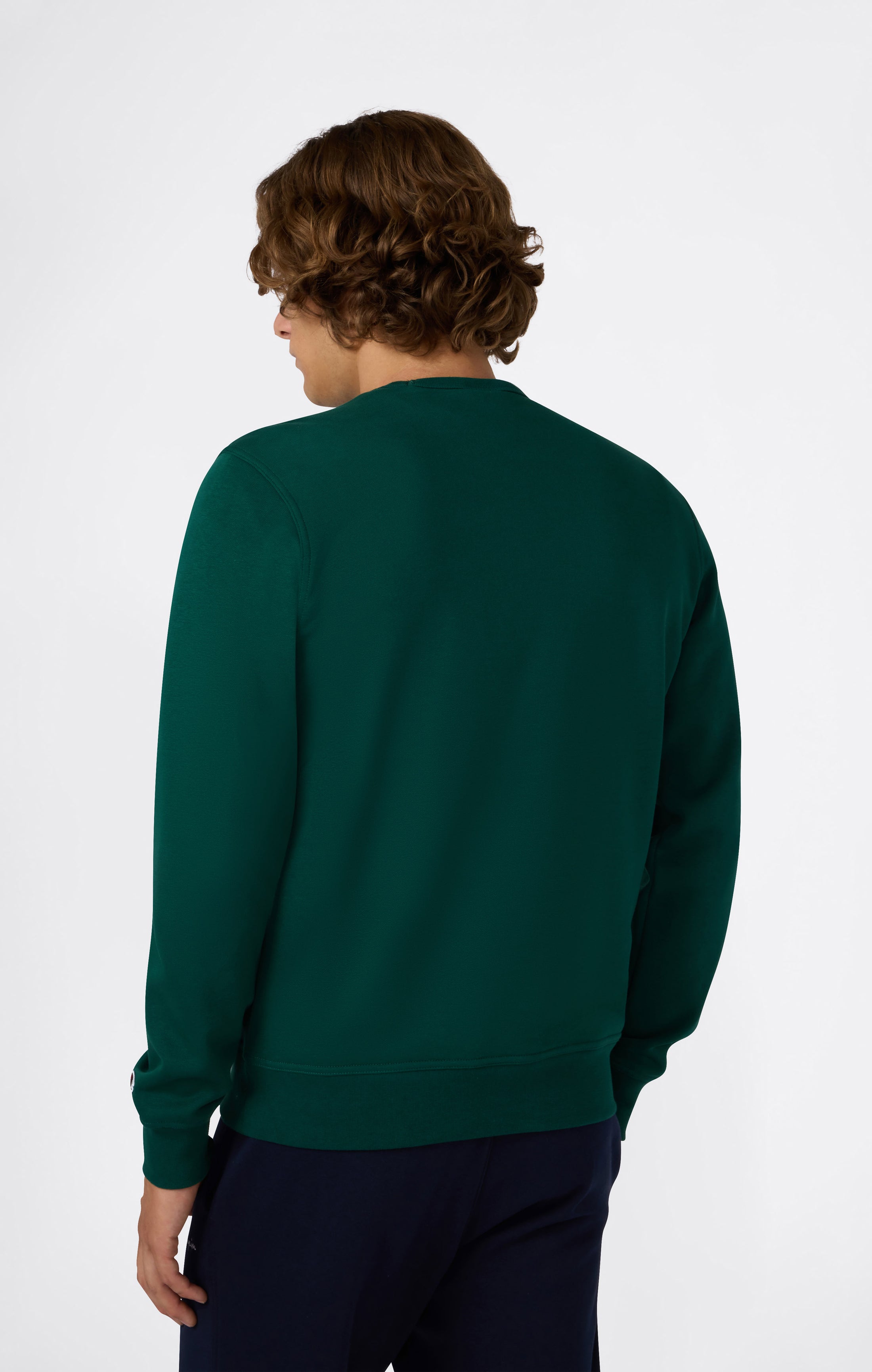 Men’s Fleece Crewneck Sweatshirt with Small Embroidered Logo Icons