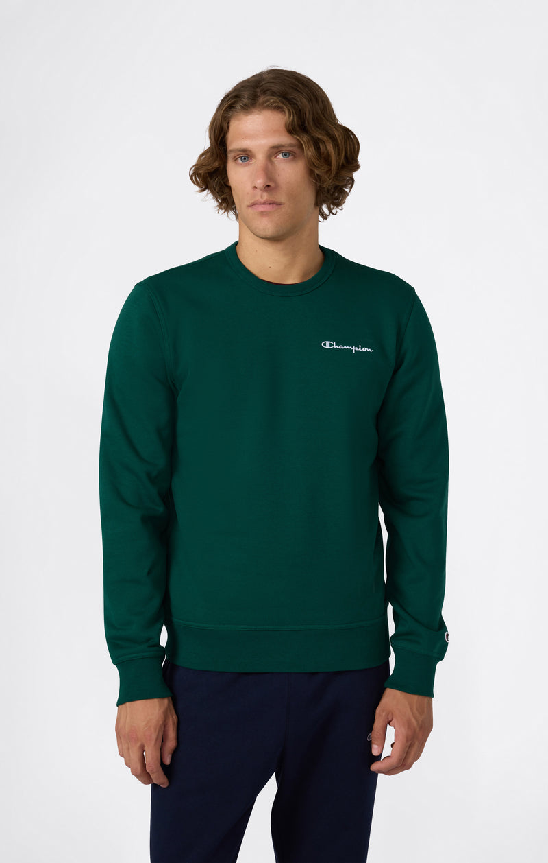 Men’s Fleece Crewneck Sweatshirt with Small Embroidered Logo Icons
