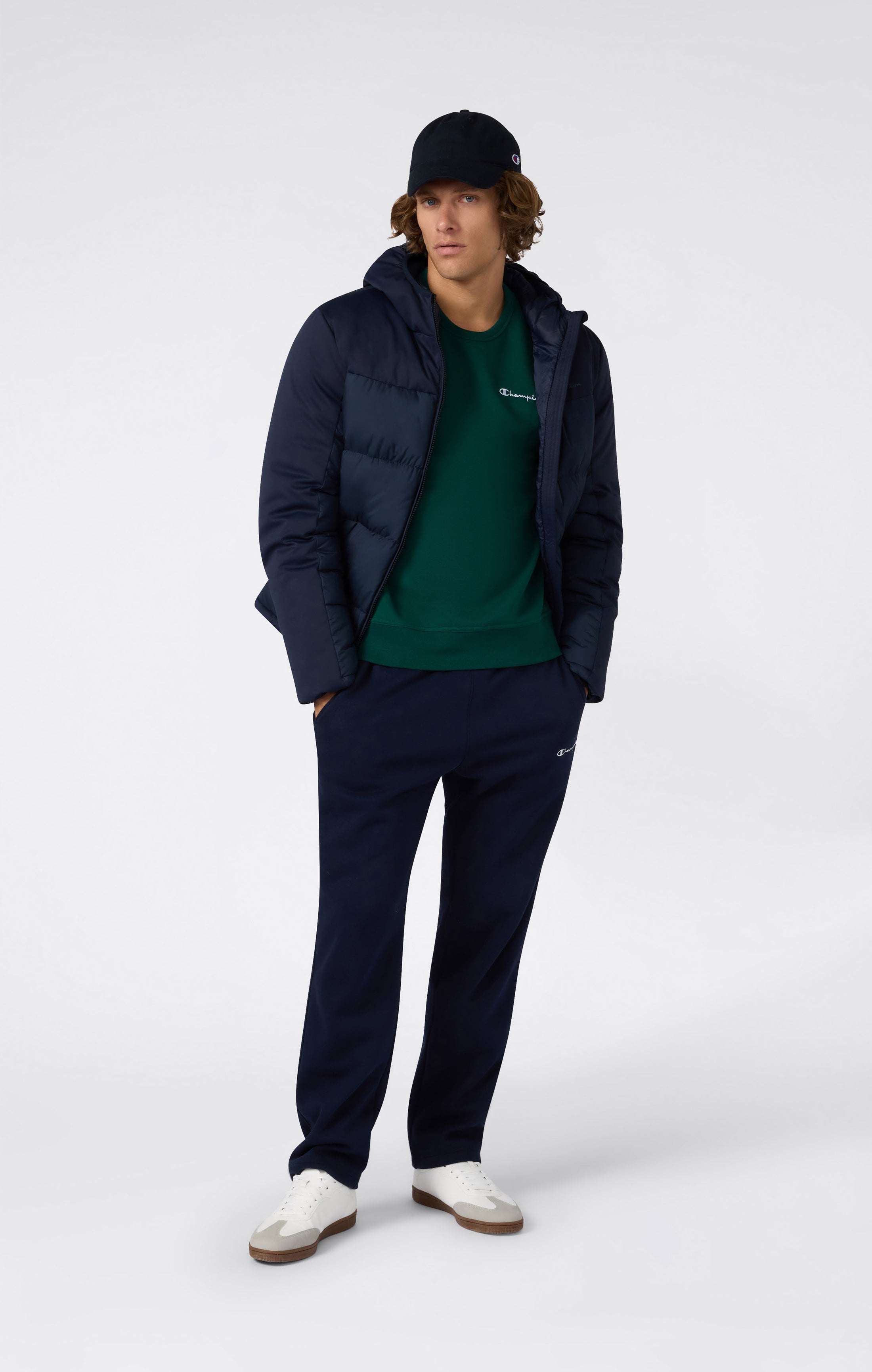 Men’s Fleece Crewneck Sweatshirt with Small Embroidered Logo Icons