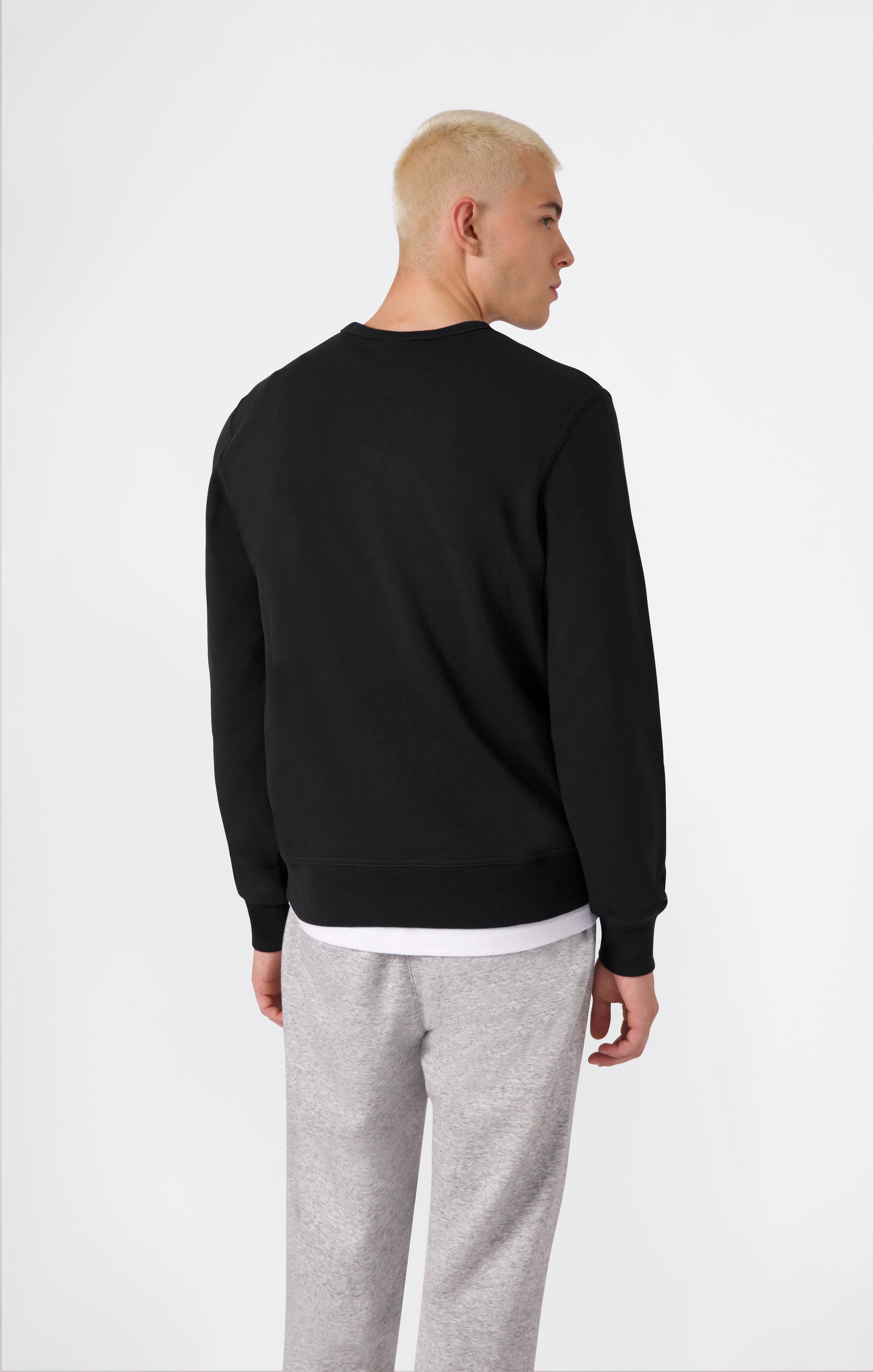 Men’s Fleece Crewneck Sweatshirt with Small Embroidered Logo Icons