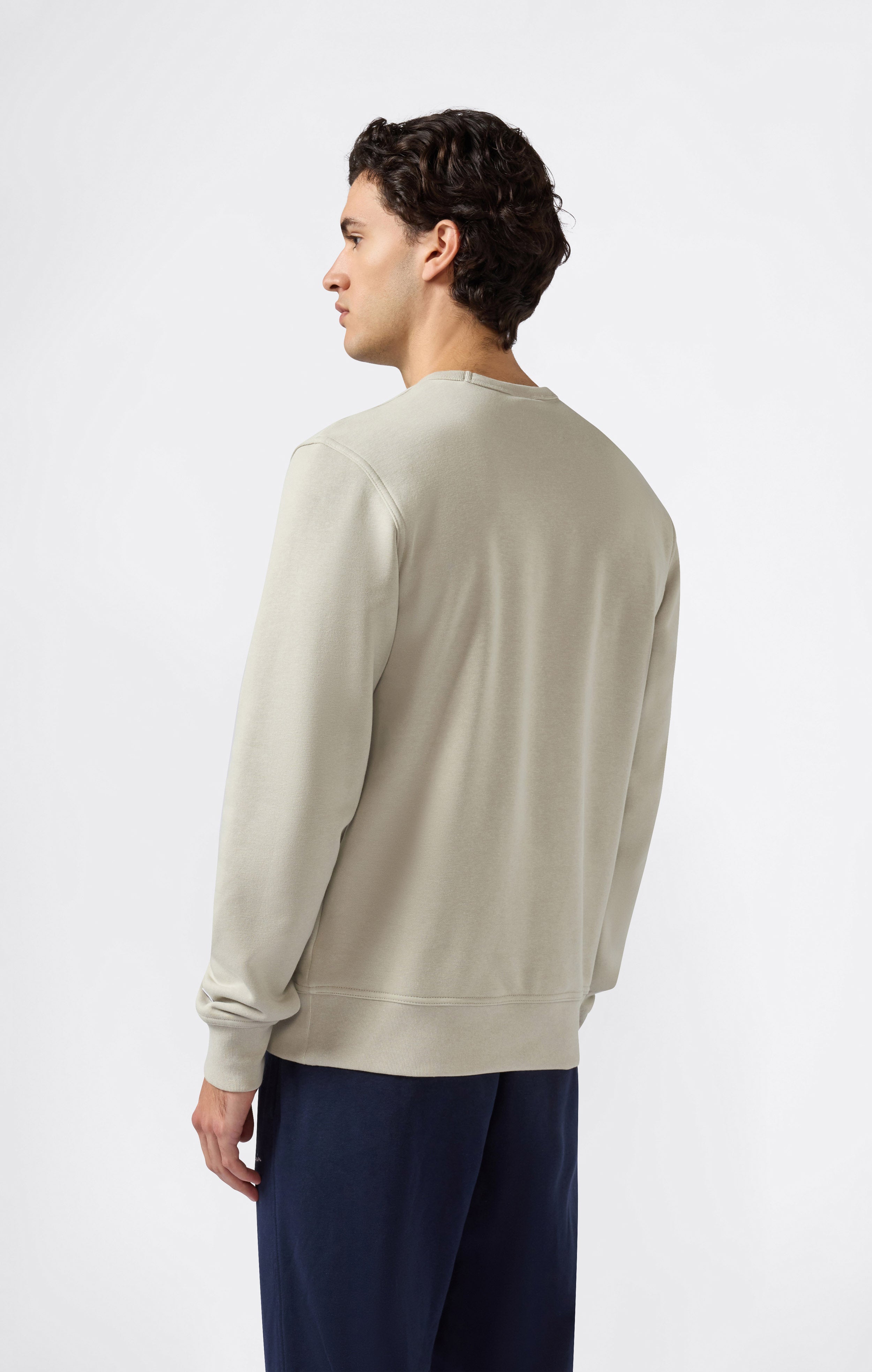 Men’s Fleece Crewneck Sweatshirt with Small Embroidered Logo Icons