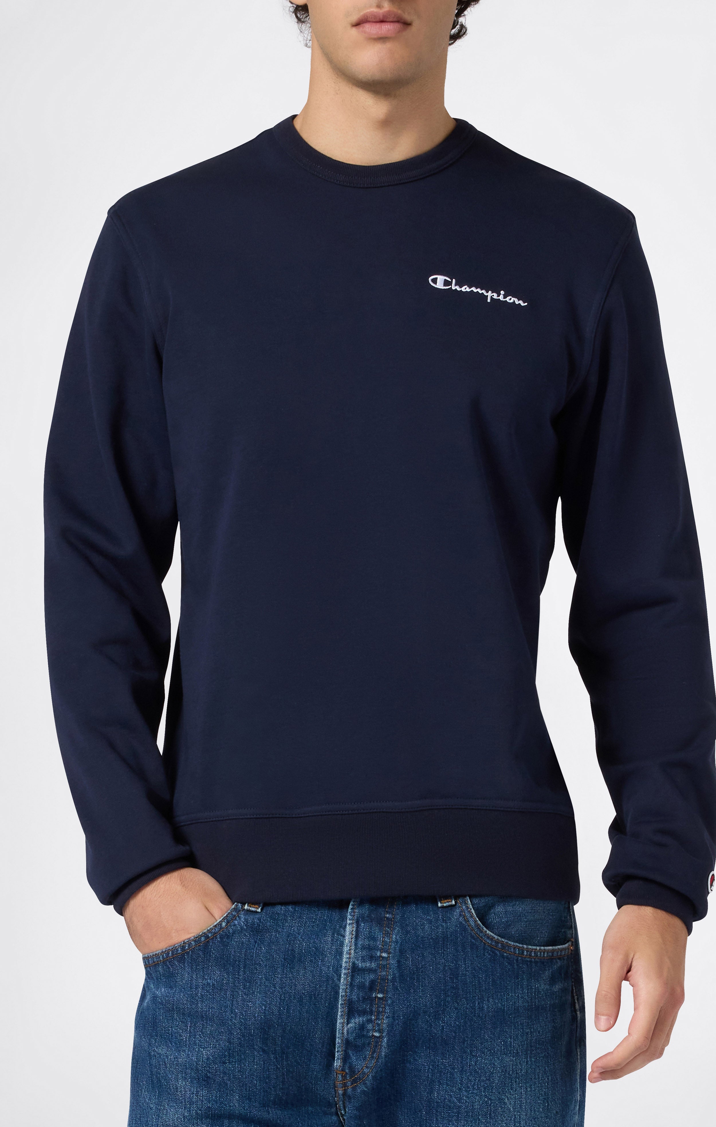 Men’s Lightweight Crewneck Sweatshirt with Embroidered Logo Icons