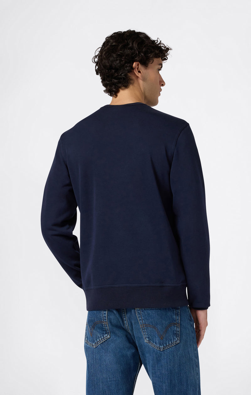 Men’s Lightweight Crewneck Sweatshirt with Embroidered Logo Icons