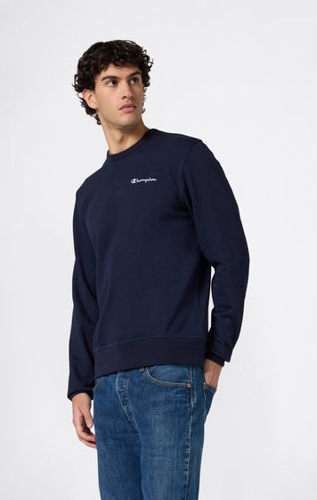Men’s Lightweight Crewneck Sweatshirt with Embroidered Logo Icons