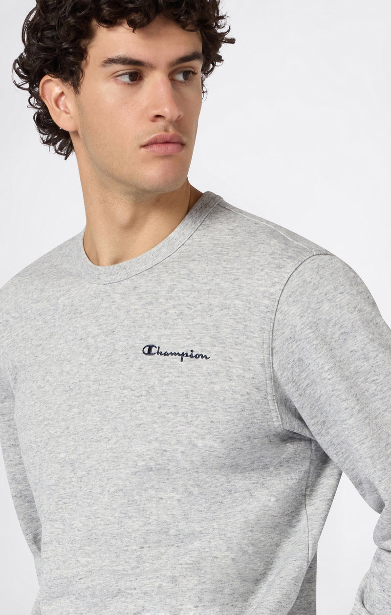 Men’s Lightweight Crewneck Sweatshirt with Embroidered Logo Icons