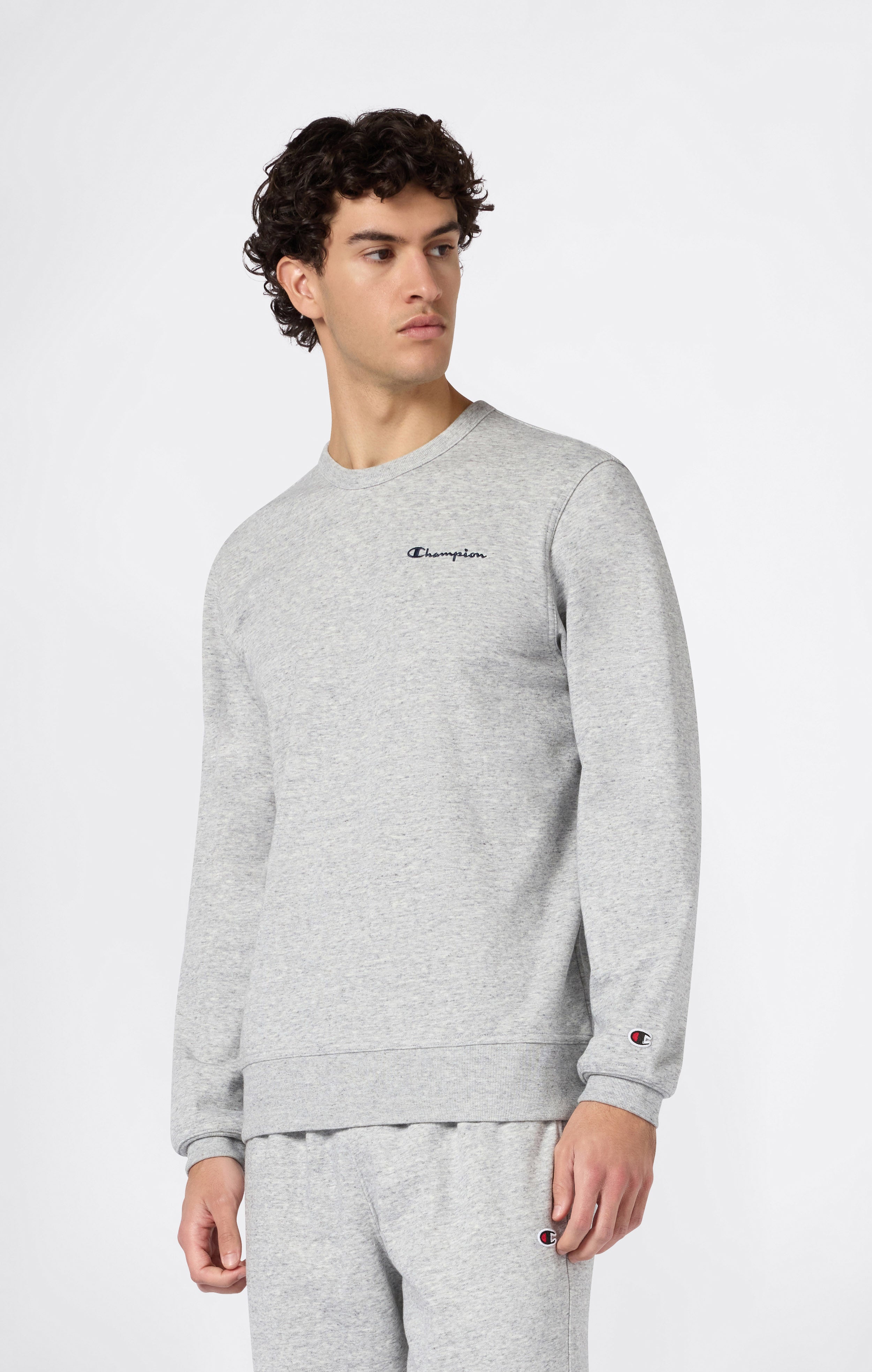 Men’s Lightweight Crewneck Sweatshirt with Embroidered Logo Icons