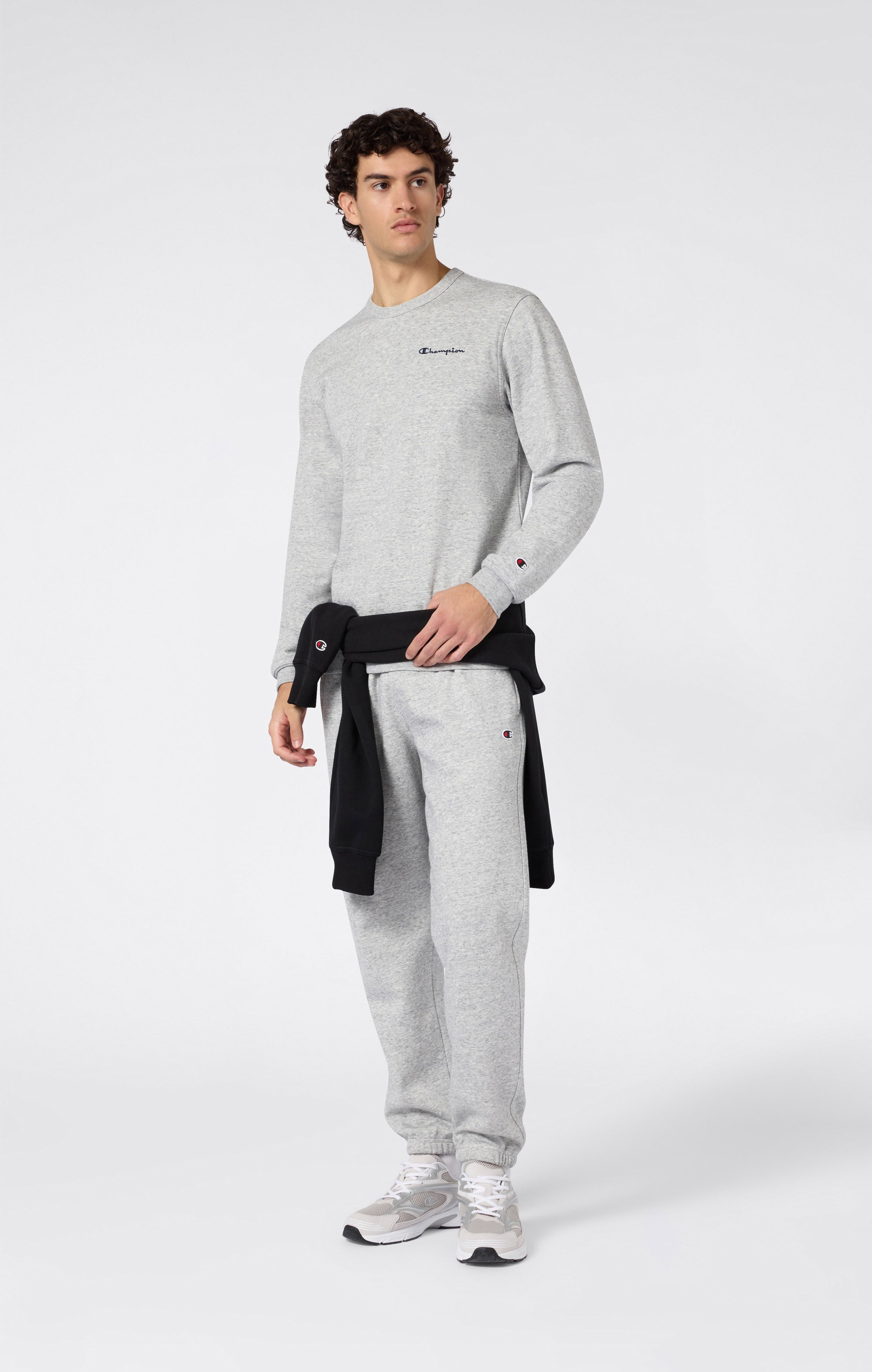 Men’s Lightweight Crewneck Sweatshirt with Embroidered Logo Icons