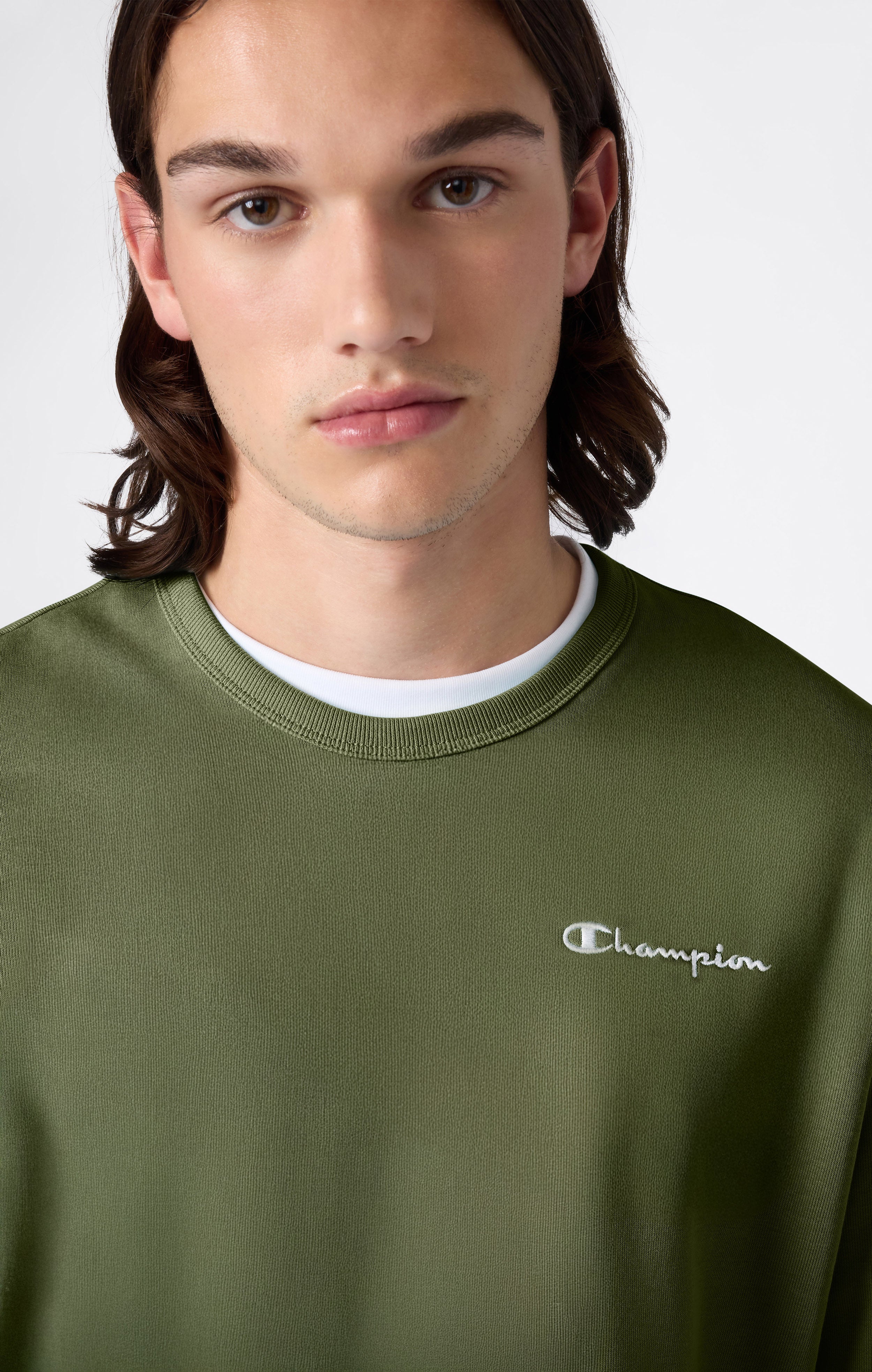 Men’s Lightweight Crewneck Sweatshirt with Embroidered Logo Icons