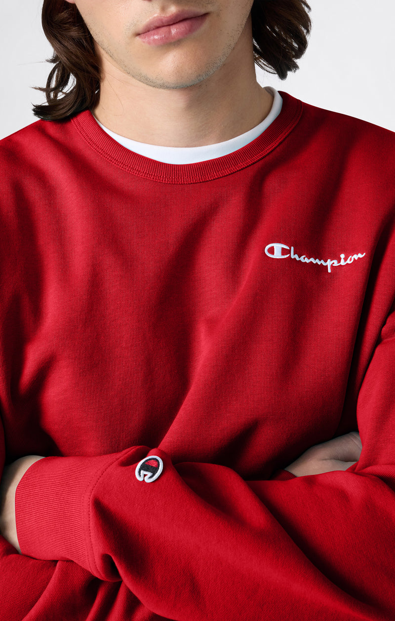 Men’s Lightweight Crewneck Sweatshirt with Embroidered Logo Icons