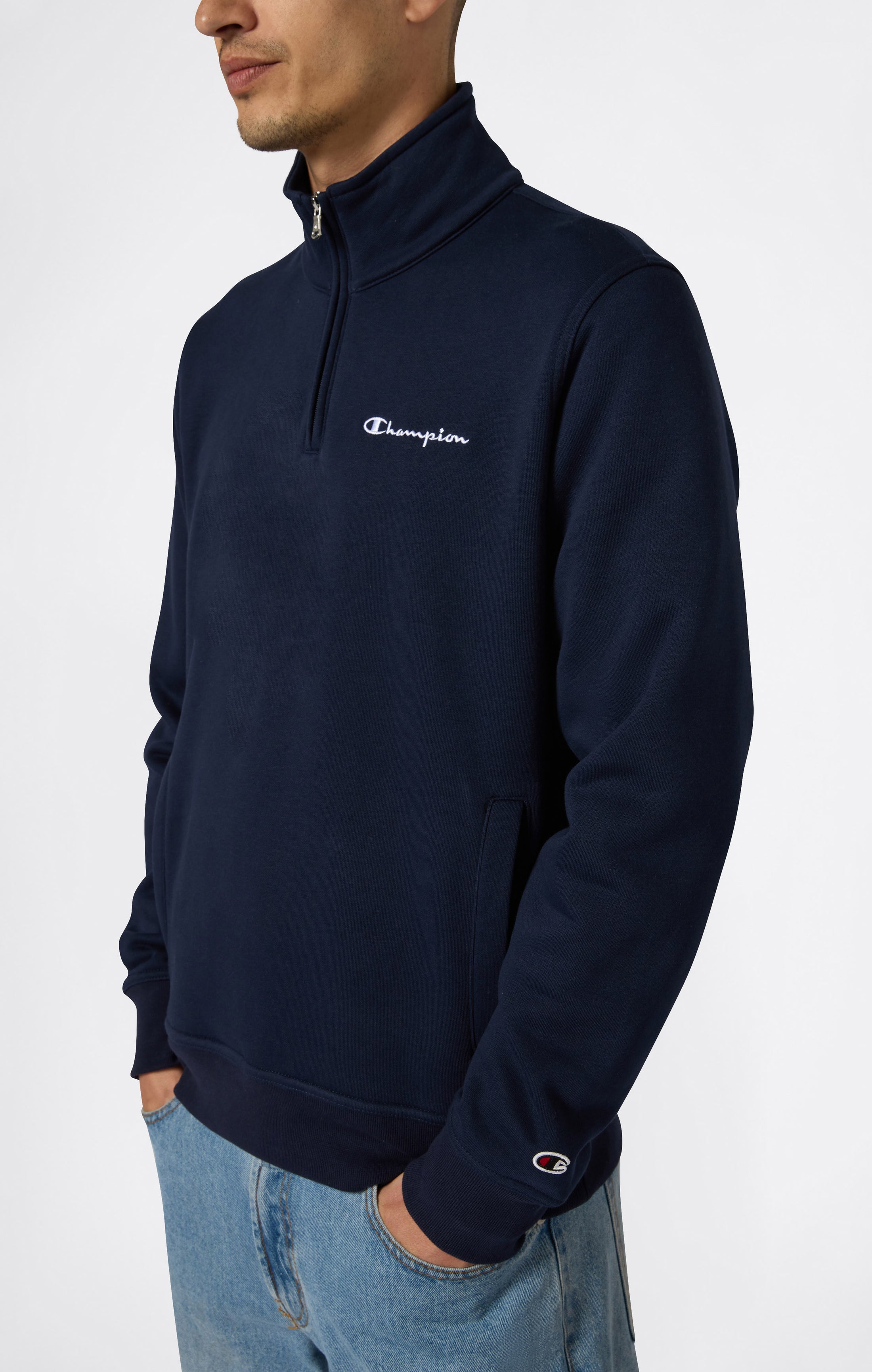 Herren Fleece-Sweatshirt mit Halbem Reißverschluss Icons
