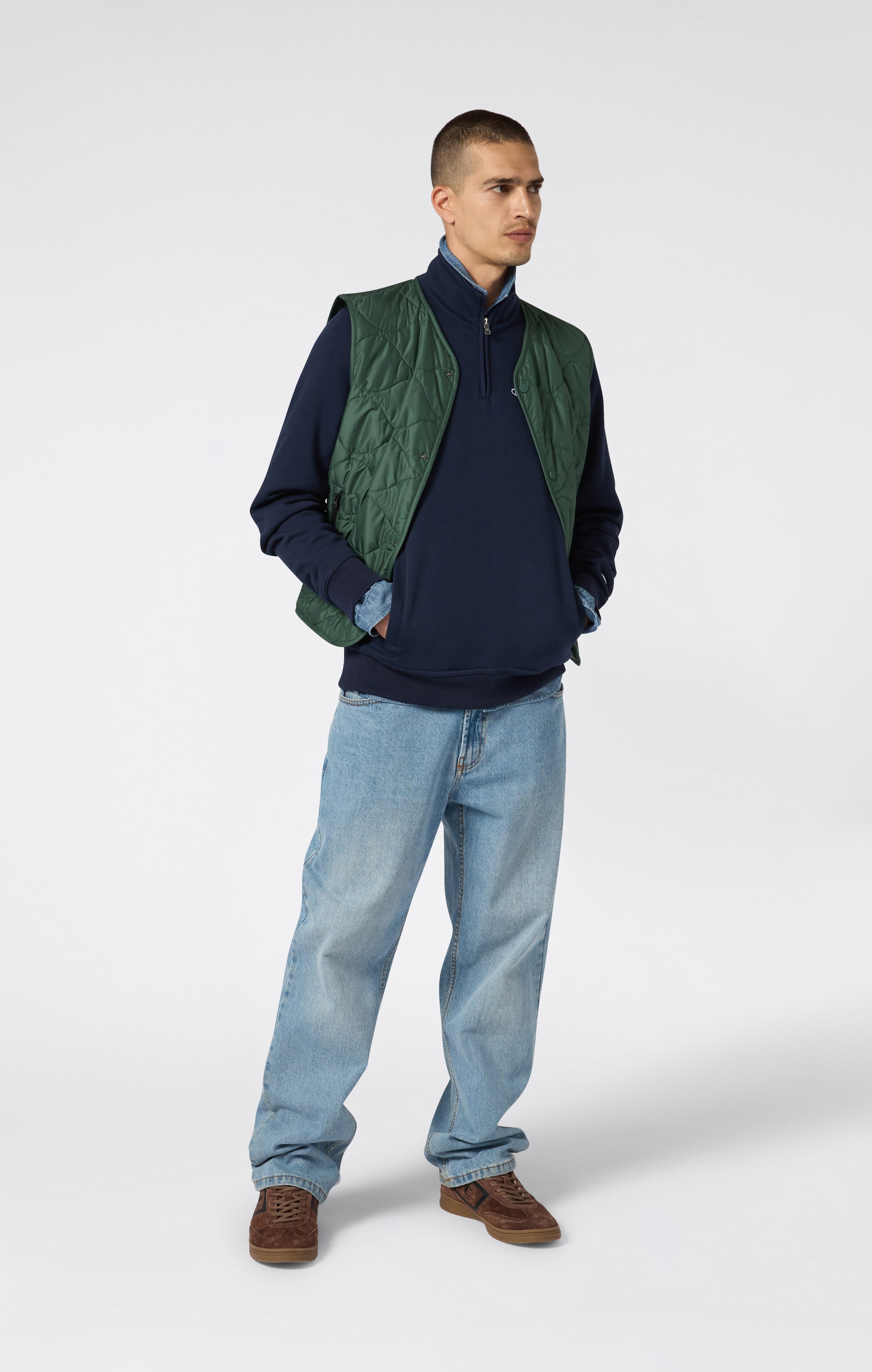 Herren Fleece-Sweatshirt mit Halbem Reißverschluss Icons