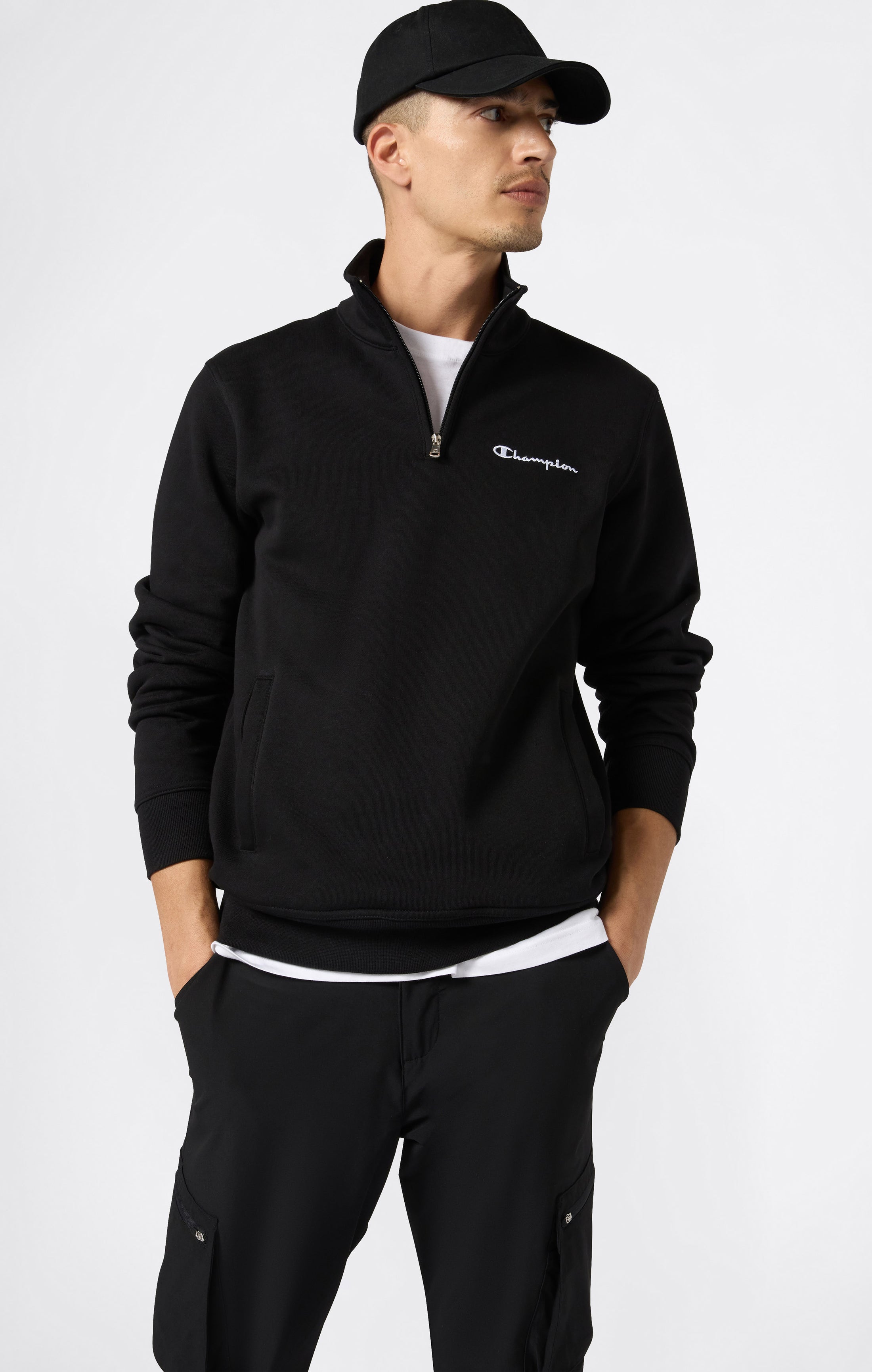 Herren Fleece-Sweatshirt mit Halbem Reißverschluss Icons