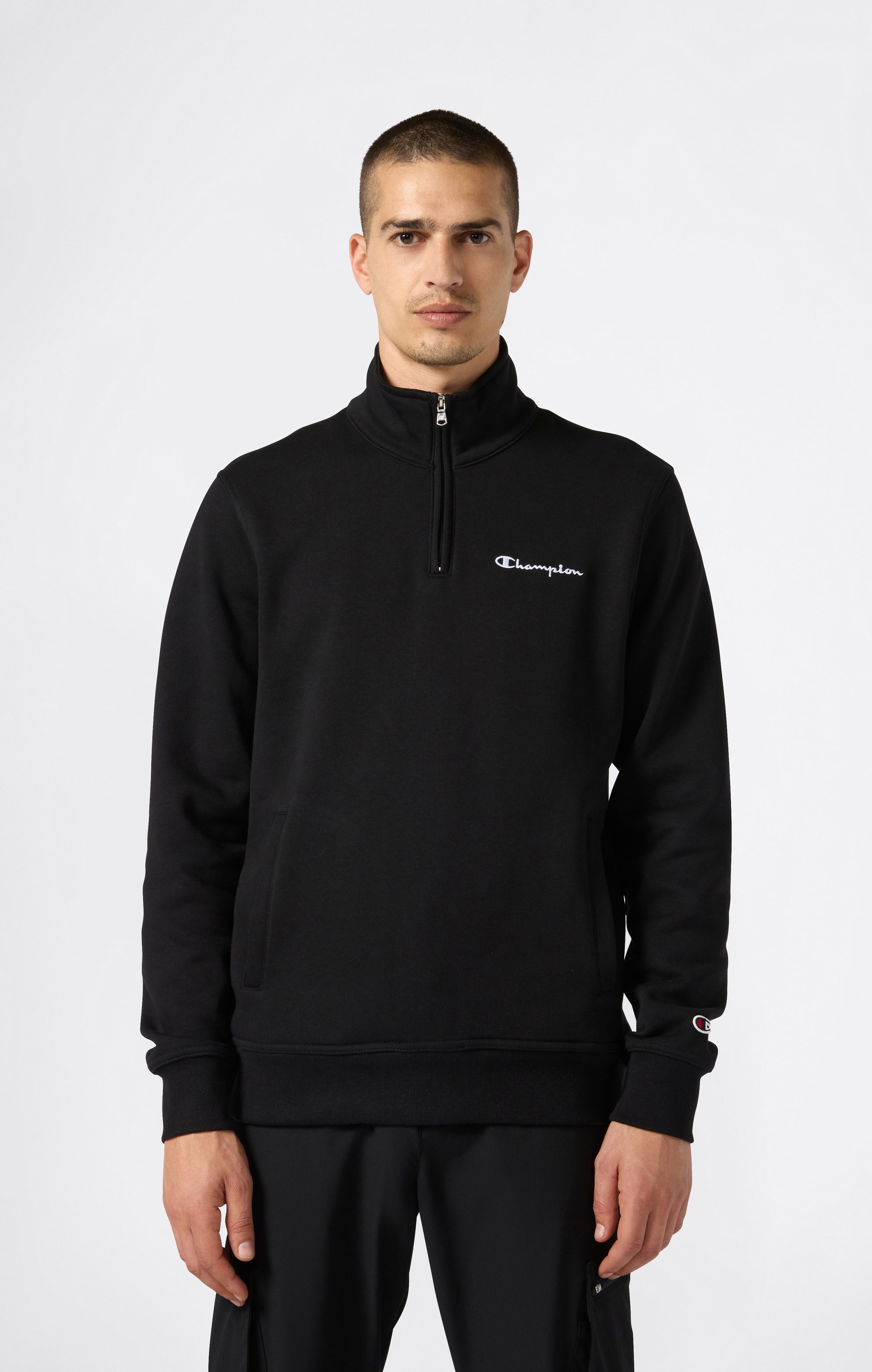 Men's Half Zip Fleece Sweatshirt Icons Black champion core