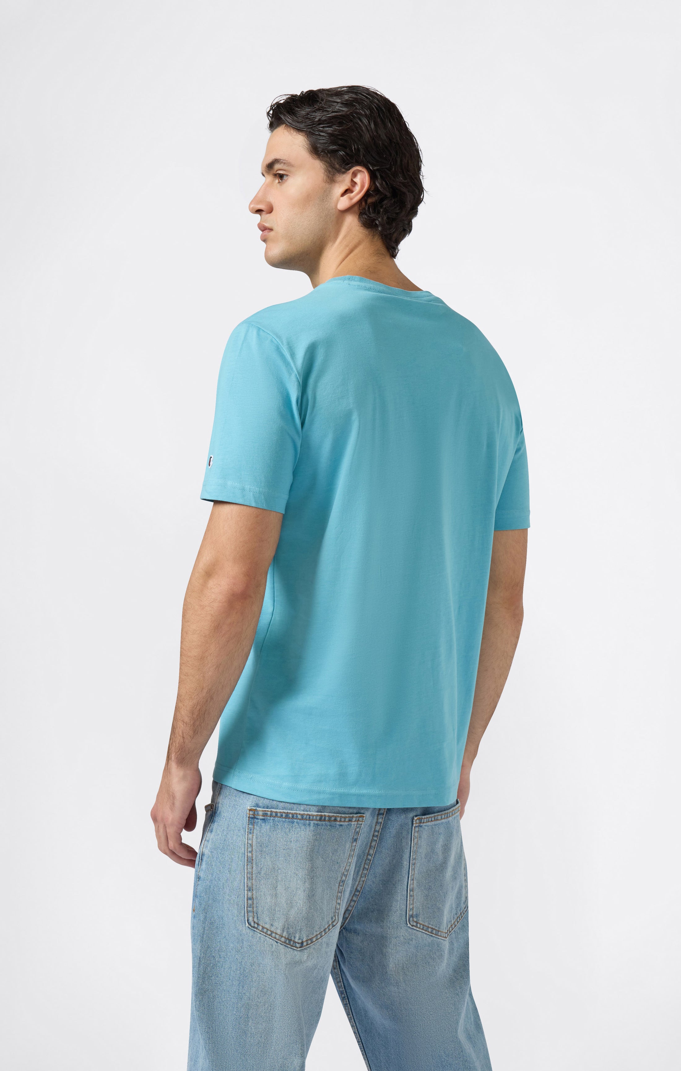 Men’s T-Shirt with Small Embroidered Logo Icons