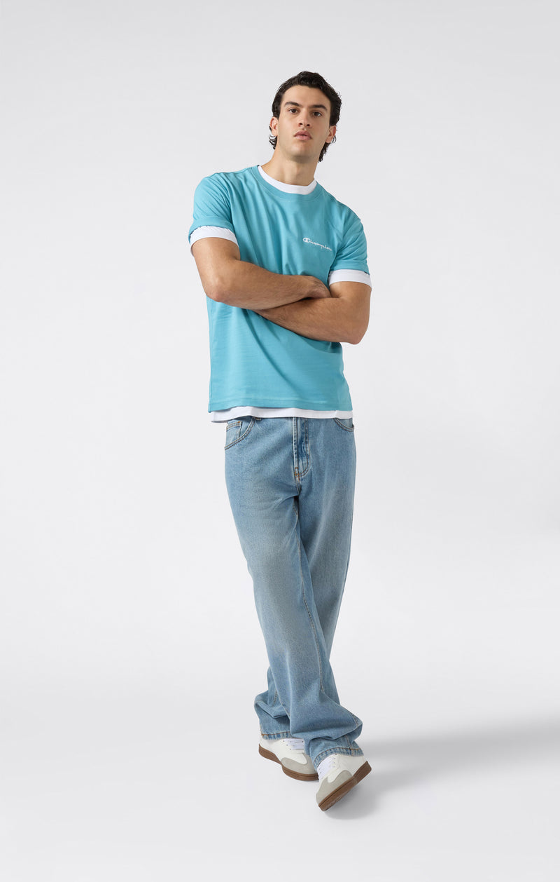 Men’s T-Shirt with Small Embroidered Logo Icons