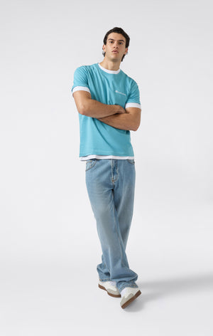 Men’s T-Shirt with Small Embroidered Logo Icons