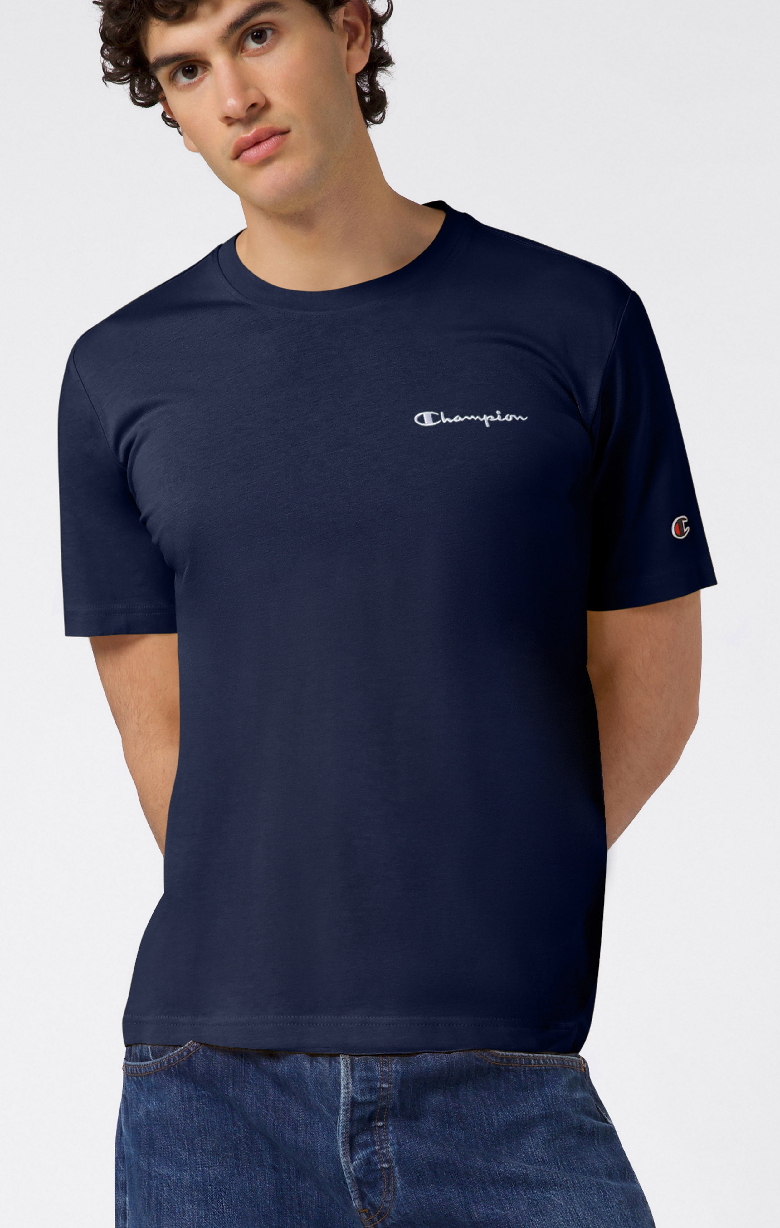 Men’s T-Shirt with Small Embroidered Logo Icons