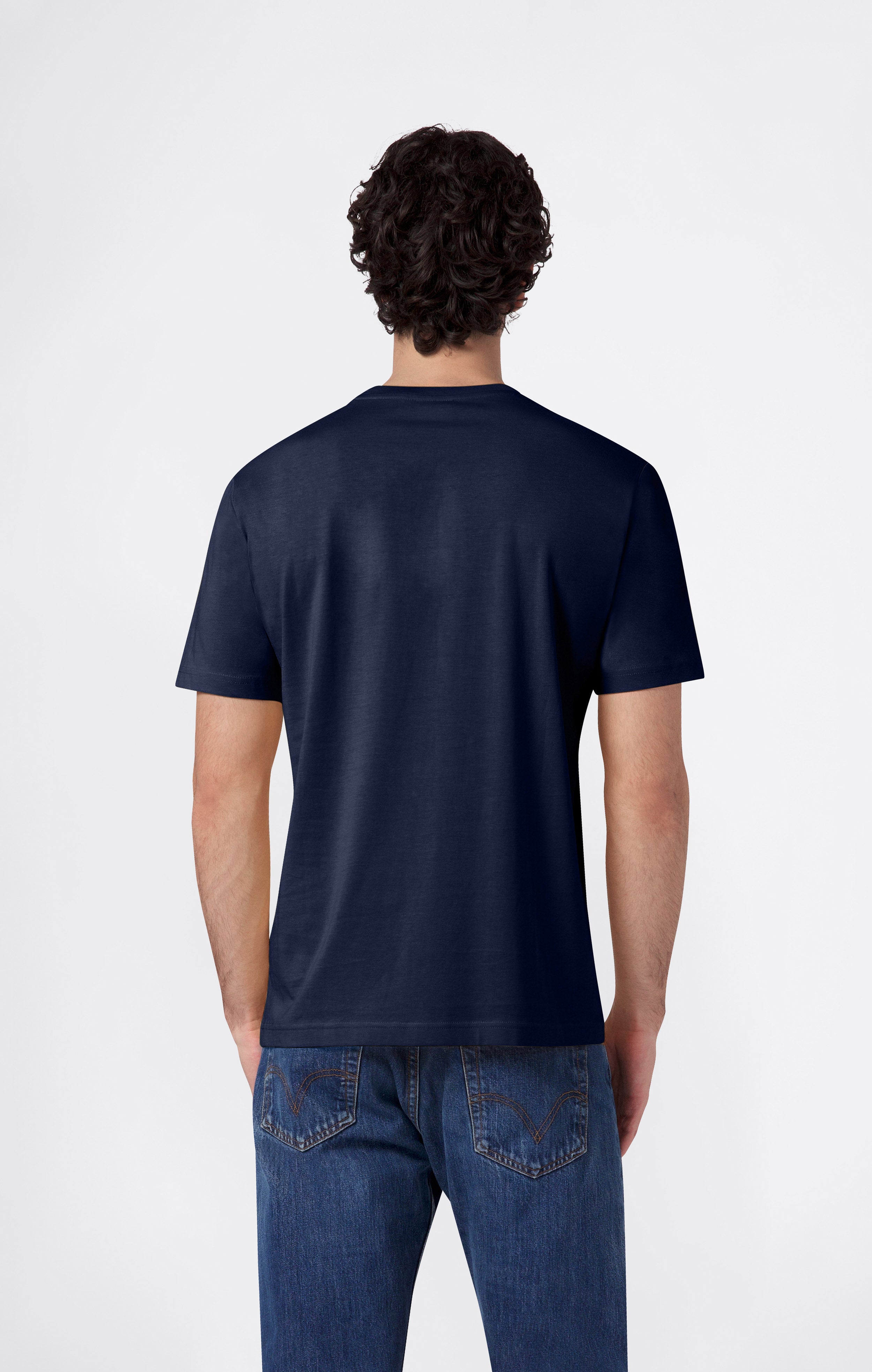 Men’s T-Shirt with Small Embroidered Logo Icons