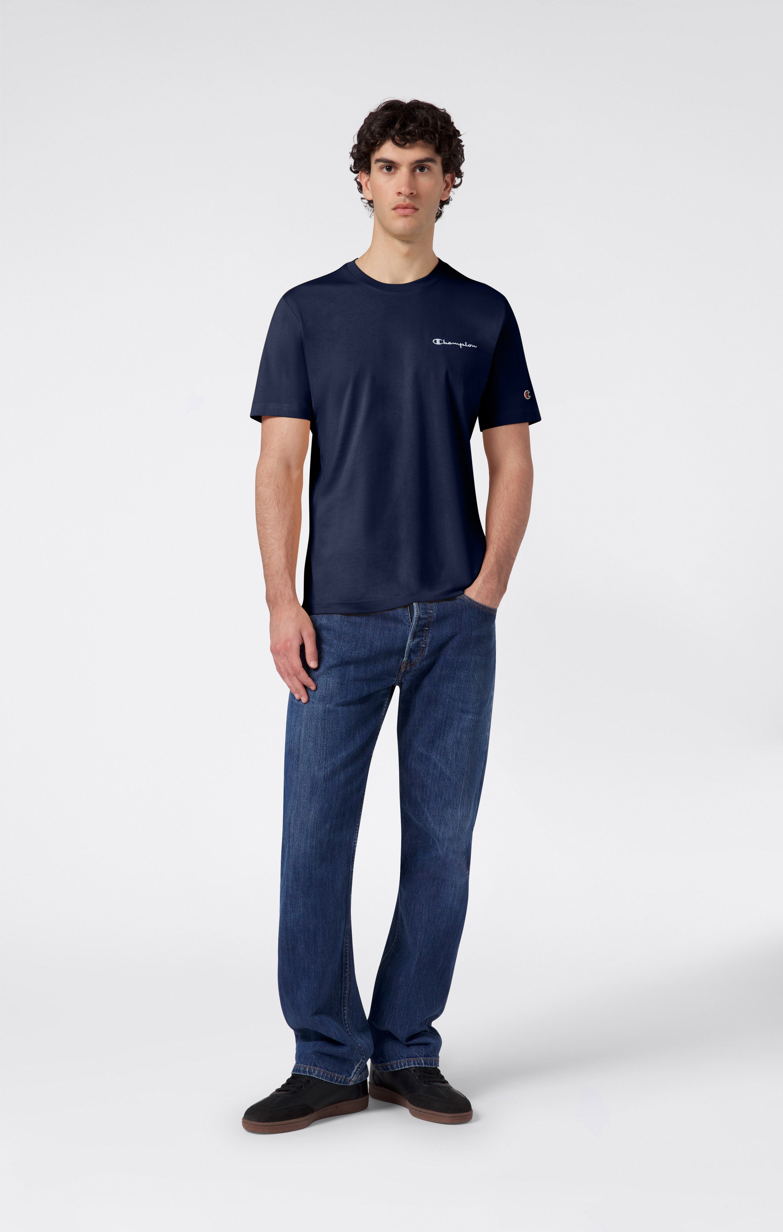 Men’s T-Shirt with Small Embroidered Logo Icons