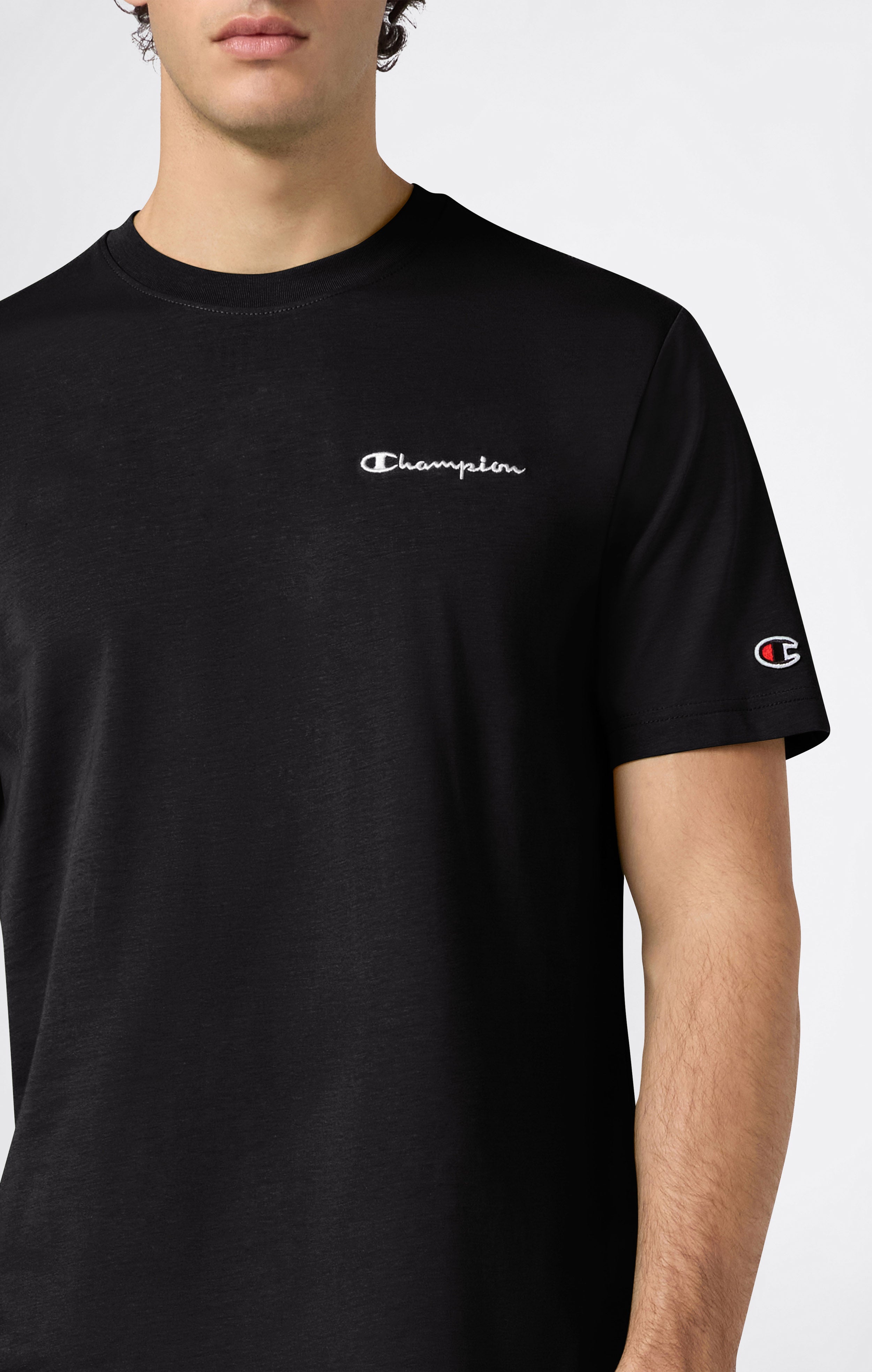 Men’s T-Shirt with Small Embroidered Logo Icons