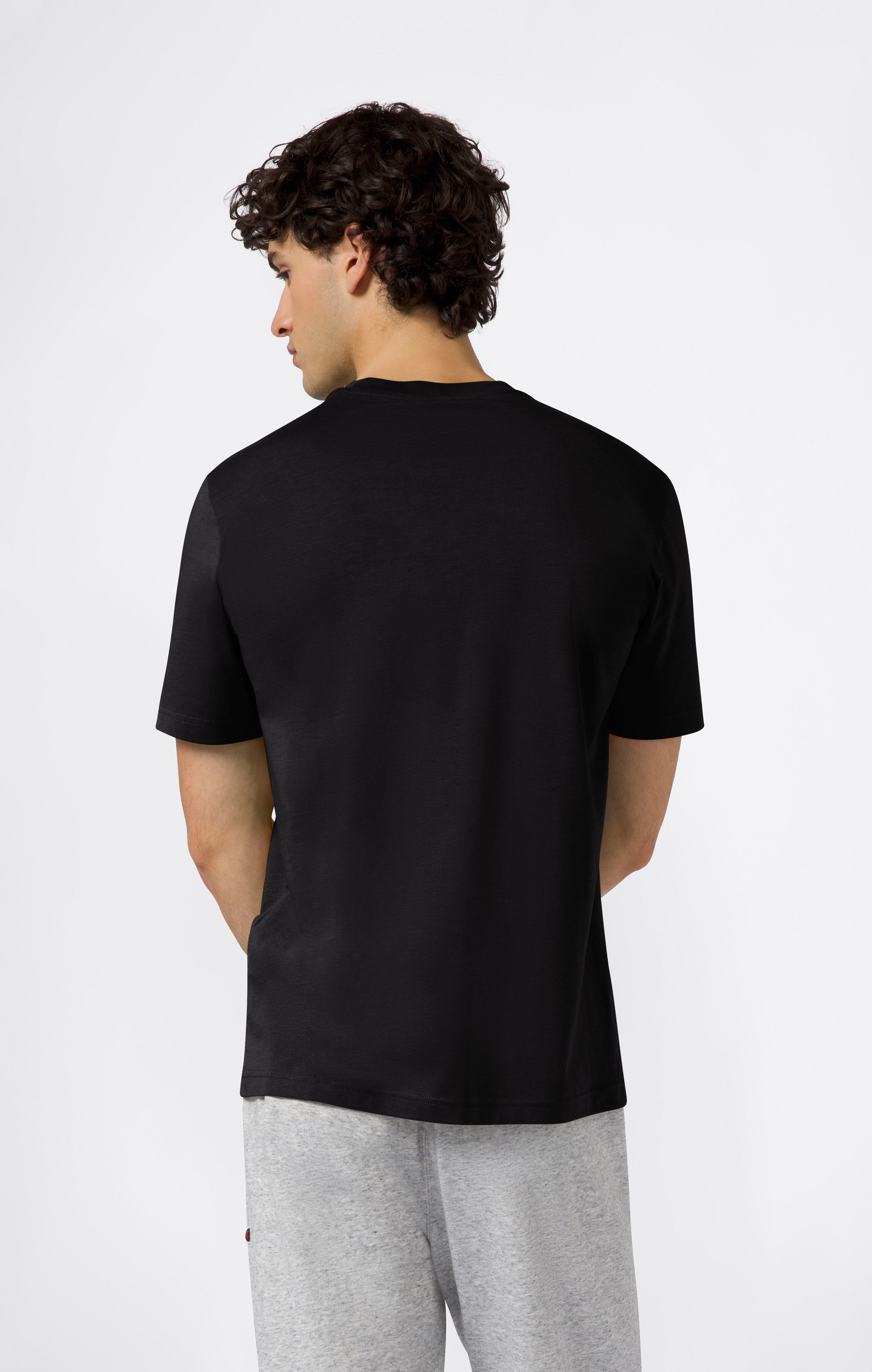 Men’s T-Shirt with Small Embroidered Logo Icons