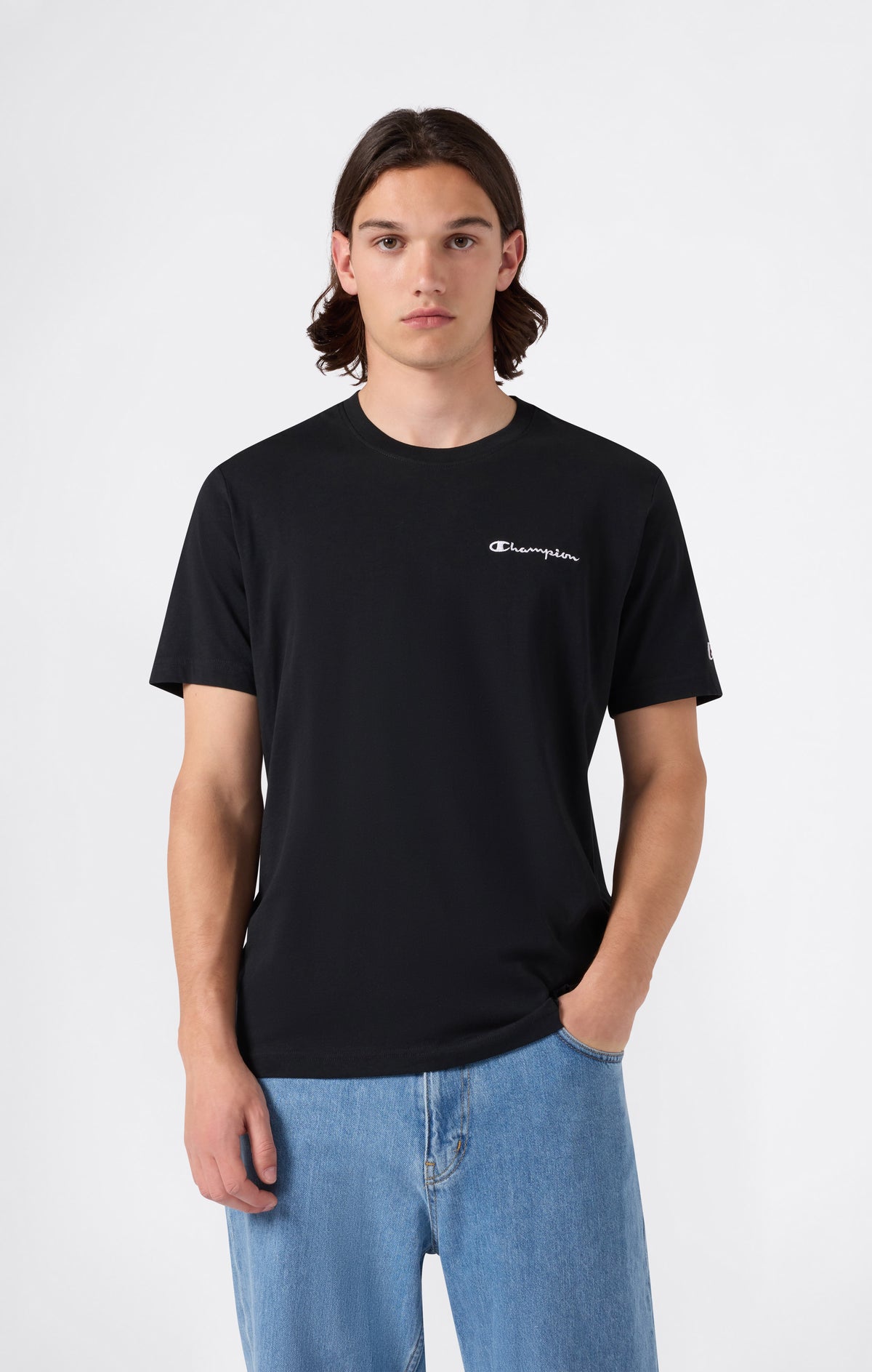 Men’s T-Shirt with Small Embroidered Logo Icons
