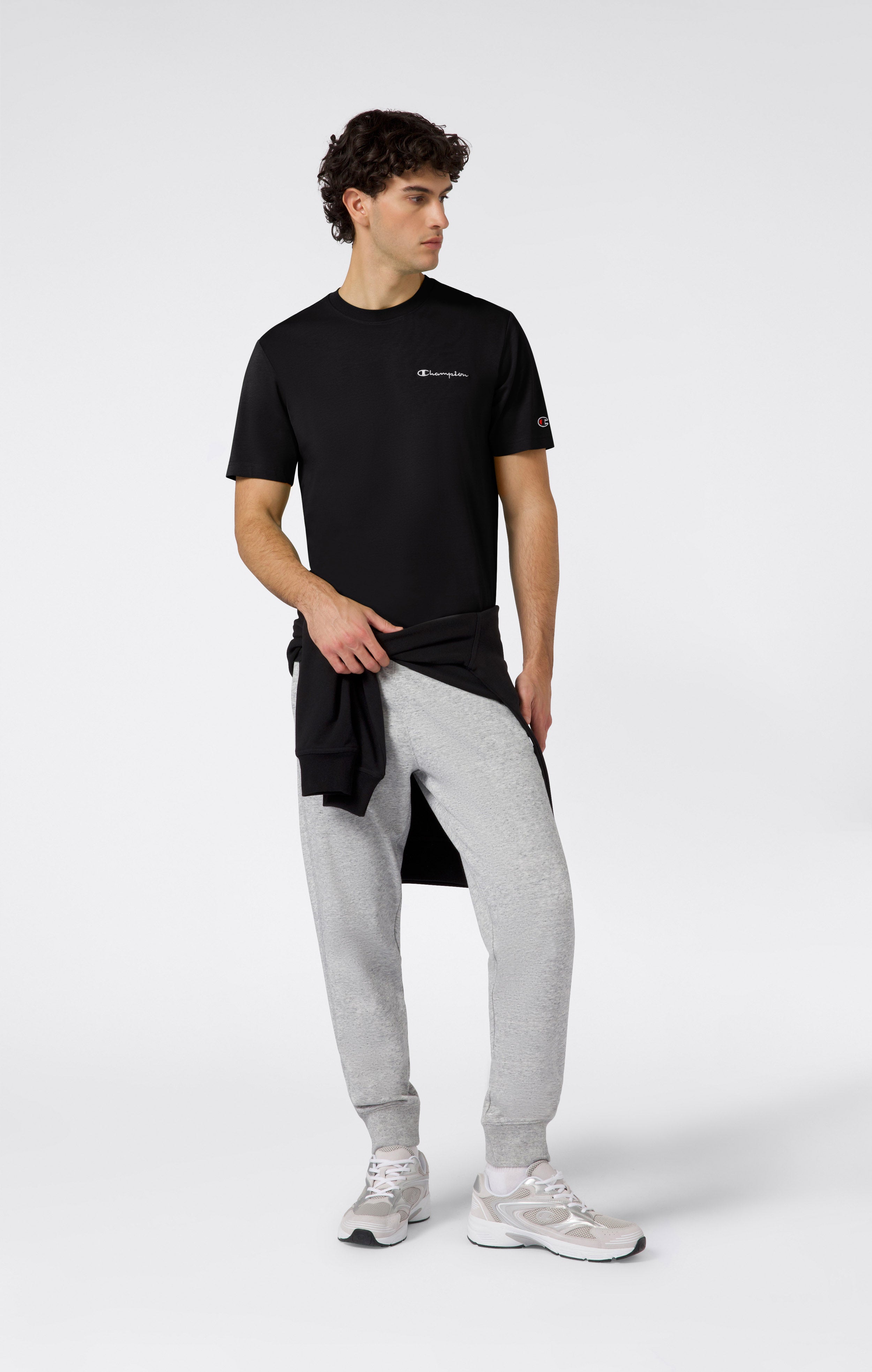 Men’s T-Shirt with Small Embroidered Logo Icons