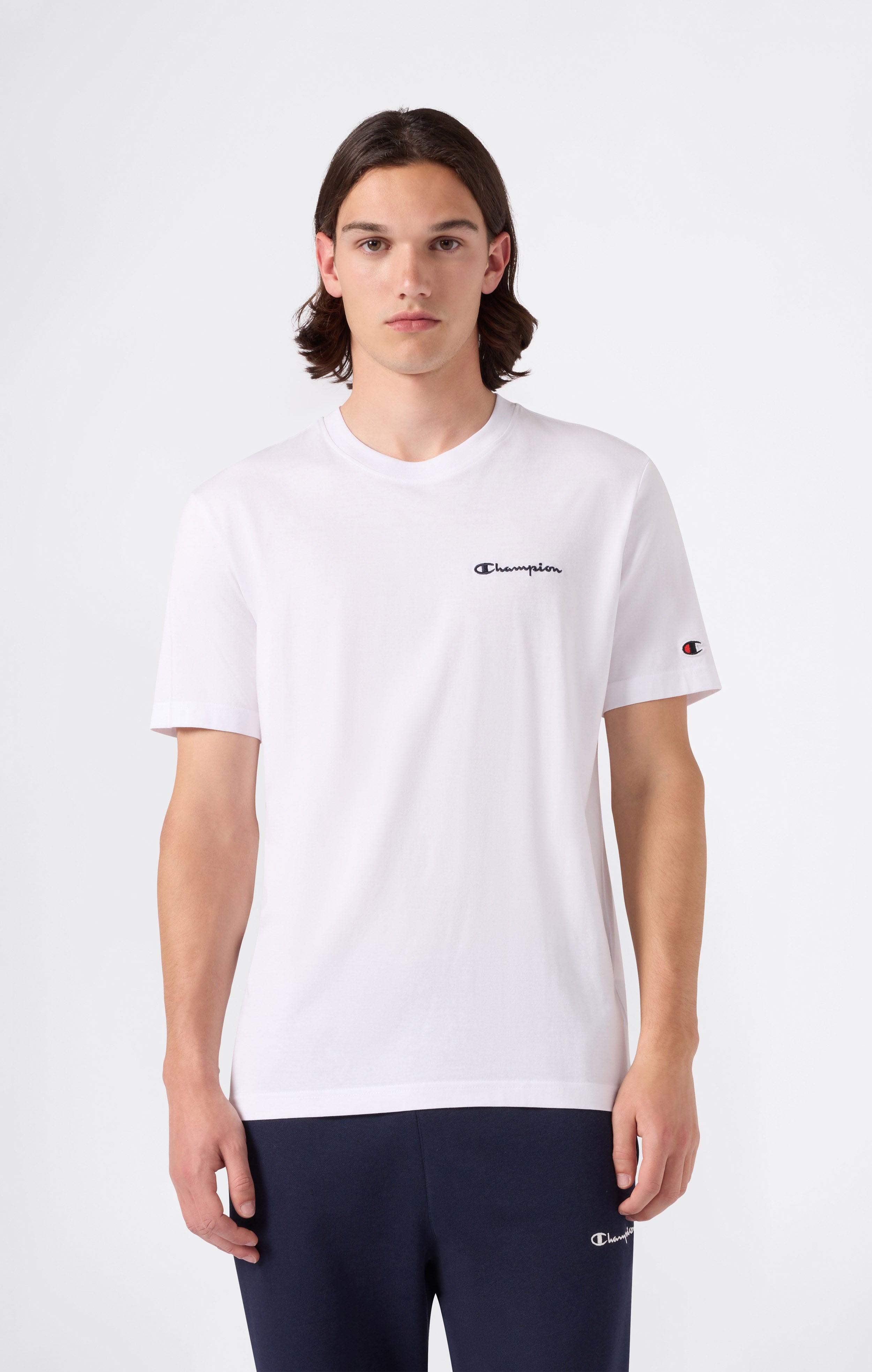 Men’s T-Shirt with Small Embroidered Logo Icons