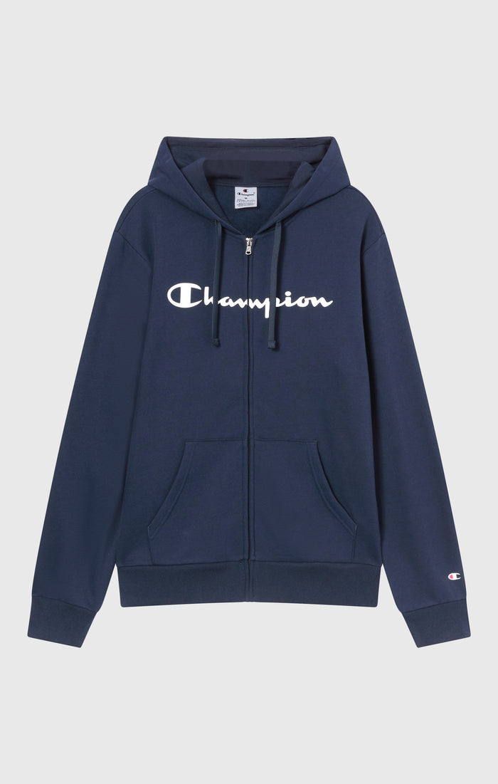 Felpa con Cappuccio Full Zip da Uomo con interno felpato e Logo Script