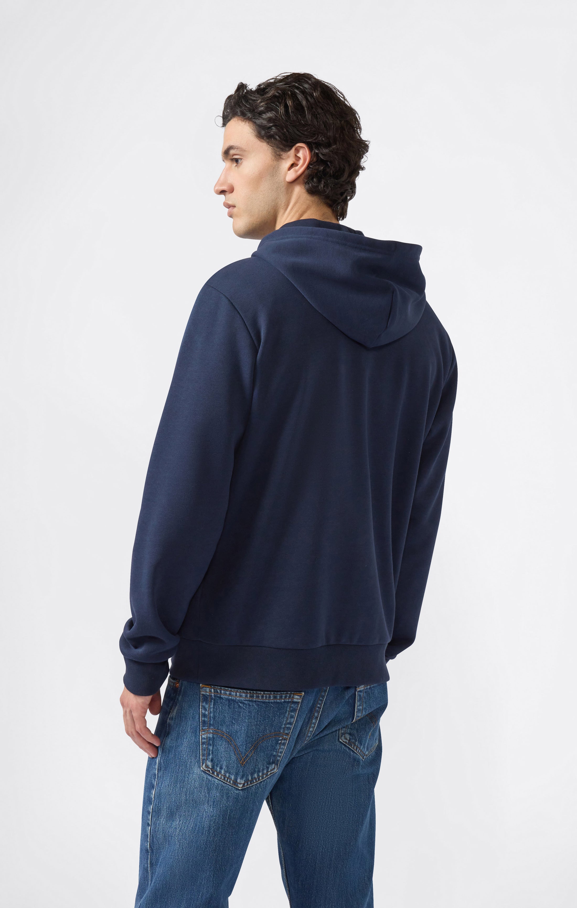 Felpa con Cappuccio Full Zip da Uomo con interno felpato e Logo Script