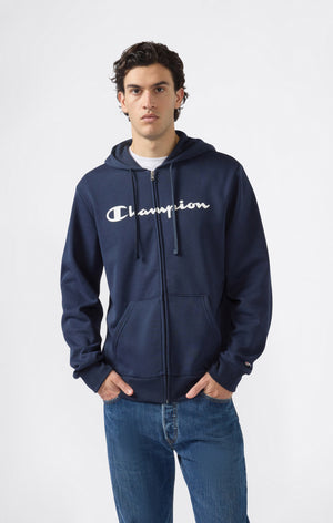 Felpa con Cappuccio Full Zip da Uomo con interno felpato e Logo Script