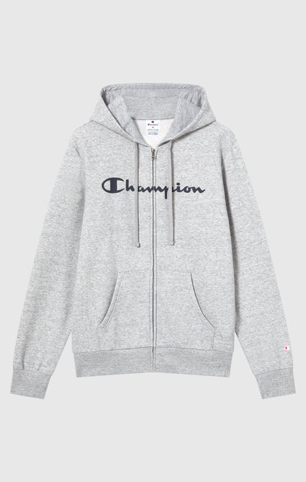 Felpa con Cappuccio Full Zip da Uomo con interno felpato e Logo Script