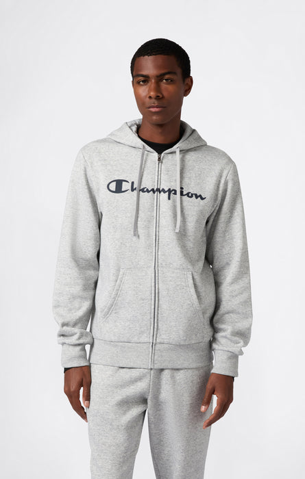 Felpa con Cappuccio Full Zip da Uomo con interno felpato e Logo Script