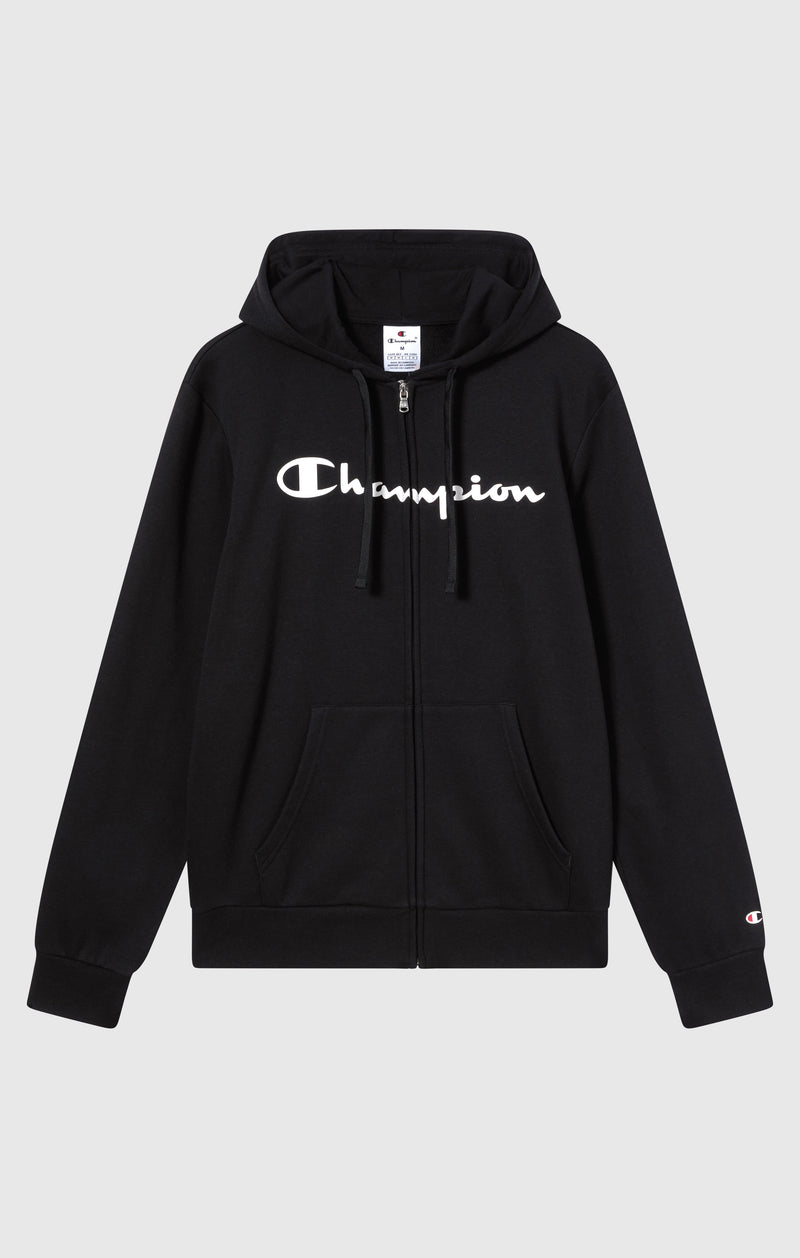 Felpa con Cappuccio Full Zip da Uomo con interno felpato e Logo Script