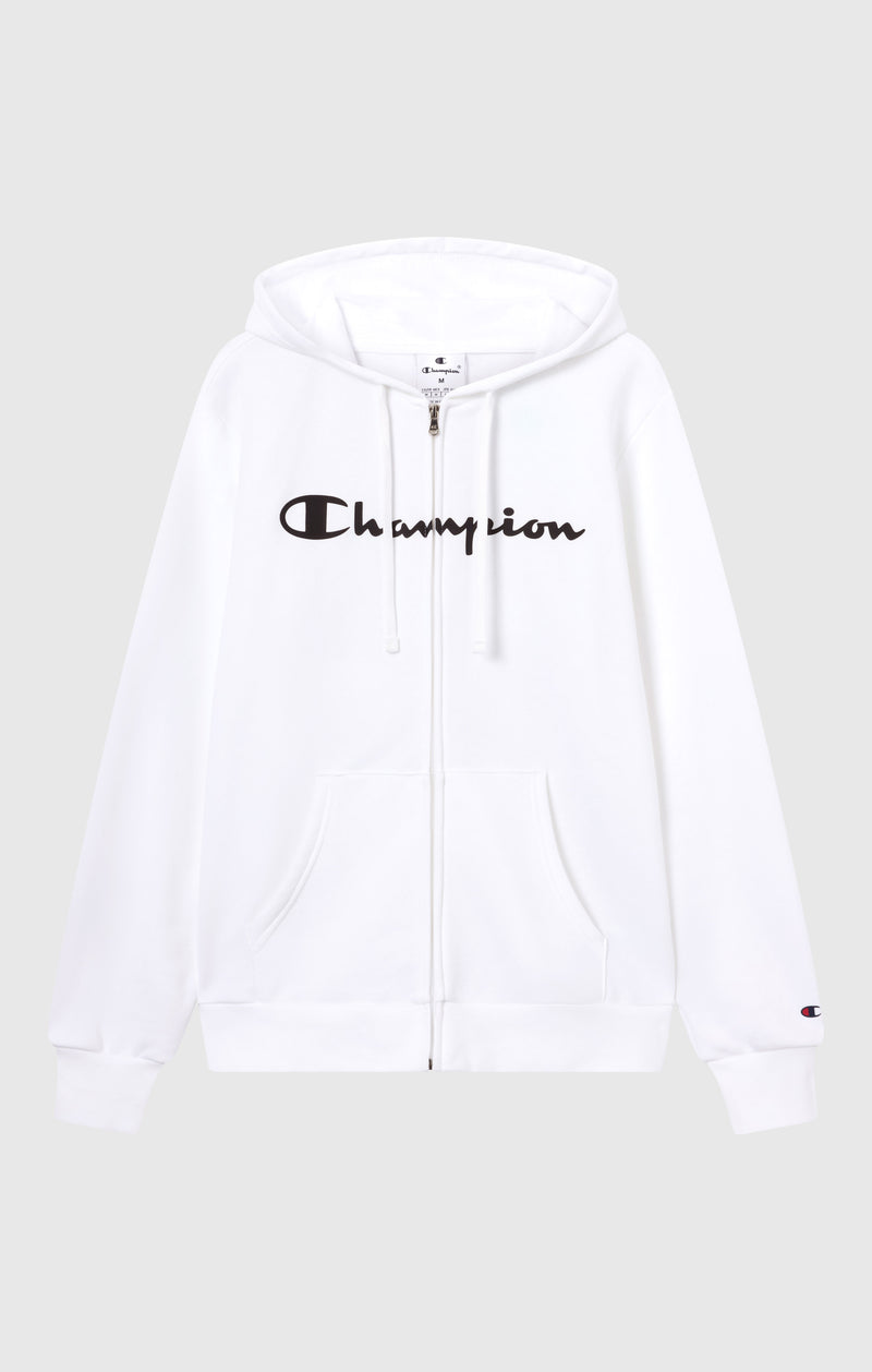 Men's Fleece Full Zip Hoodie Script Logo White script shop