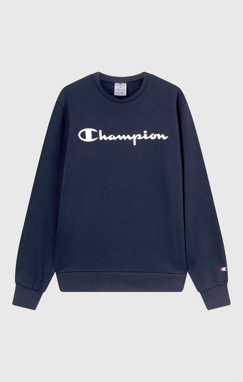 Men's Fleece Crewneck Sweatshirt Script Logo navy blue script shop