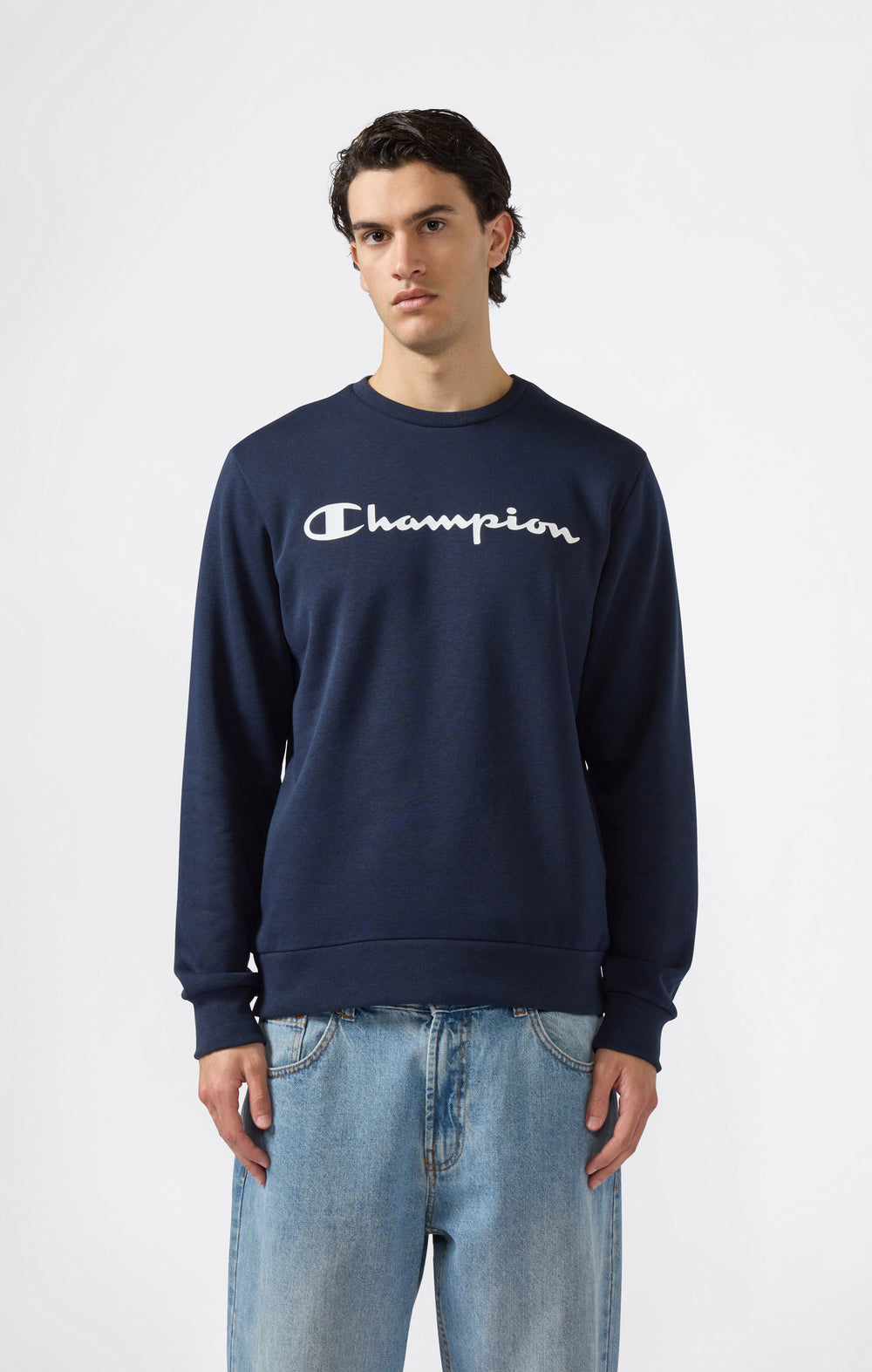 Sweatshirt mit Rundhalsausschnitt für Herren mit angerautem Innenmaterial und Script-Logo