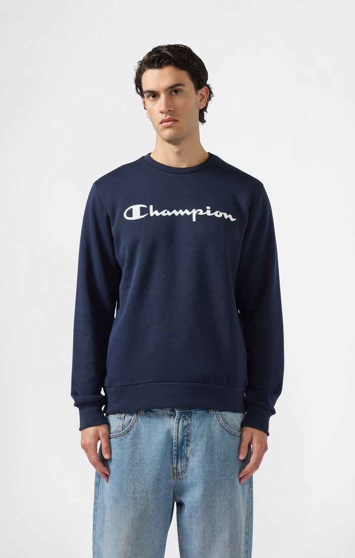Sweatshirt mit Rundhalsausschnitt für Herren mit angerautem Innenmaterial und Script-Logo