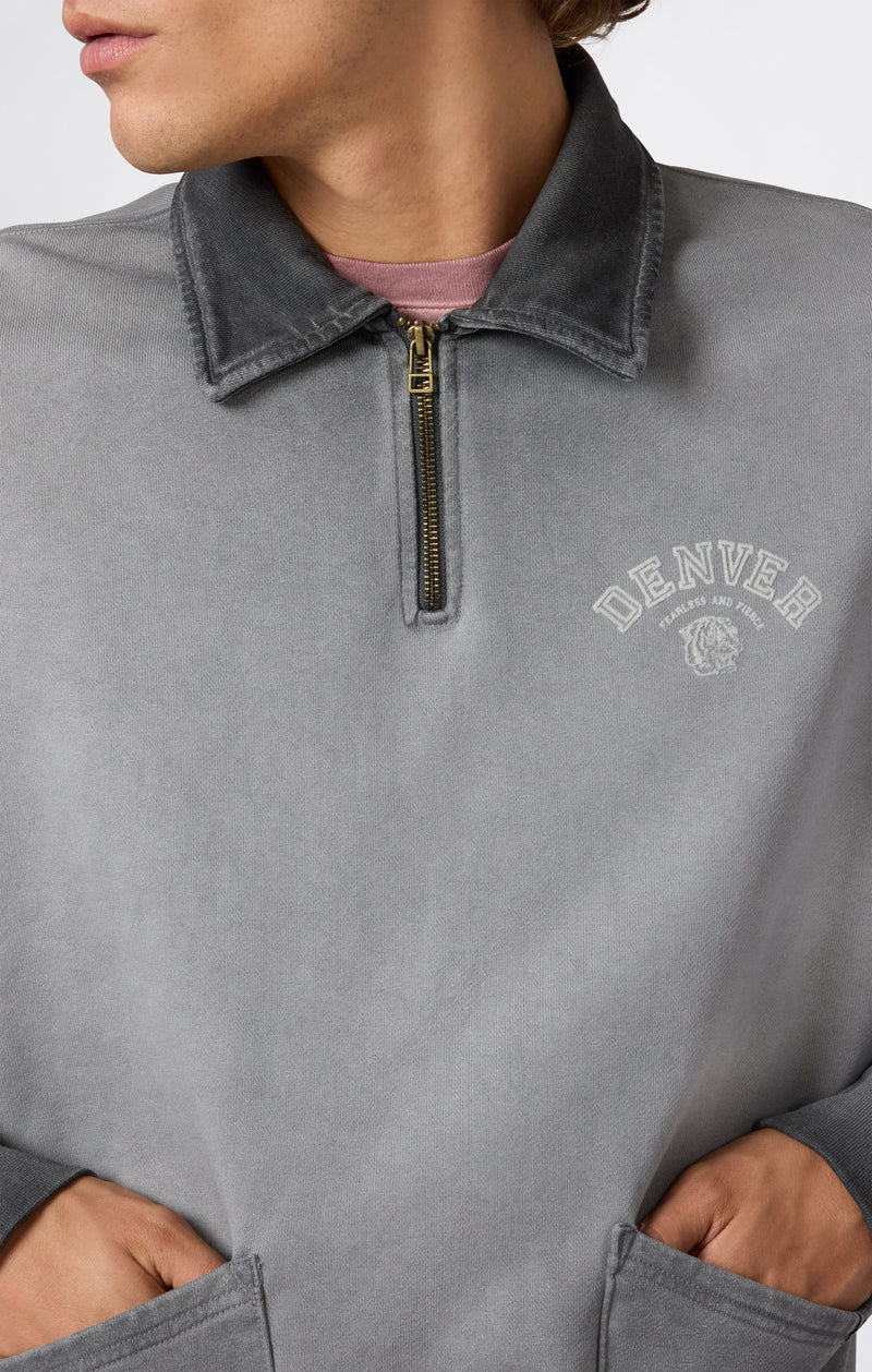Men’s Washed Polo Half-Zip Neck Heavyweight Sweatshirt Time Capsule