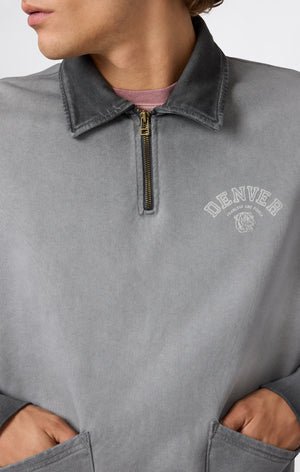 Men’s Washed Polo Half-Zip Neck Heavyweight Sweatshirt Time Capsule