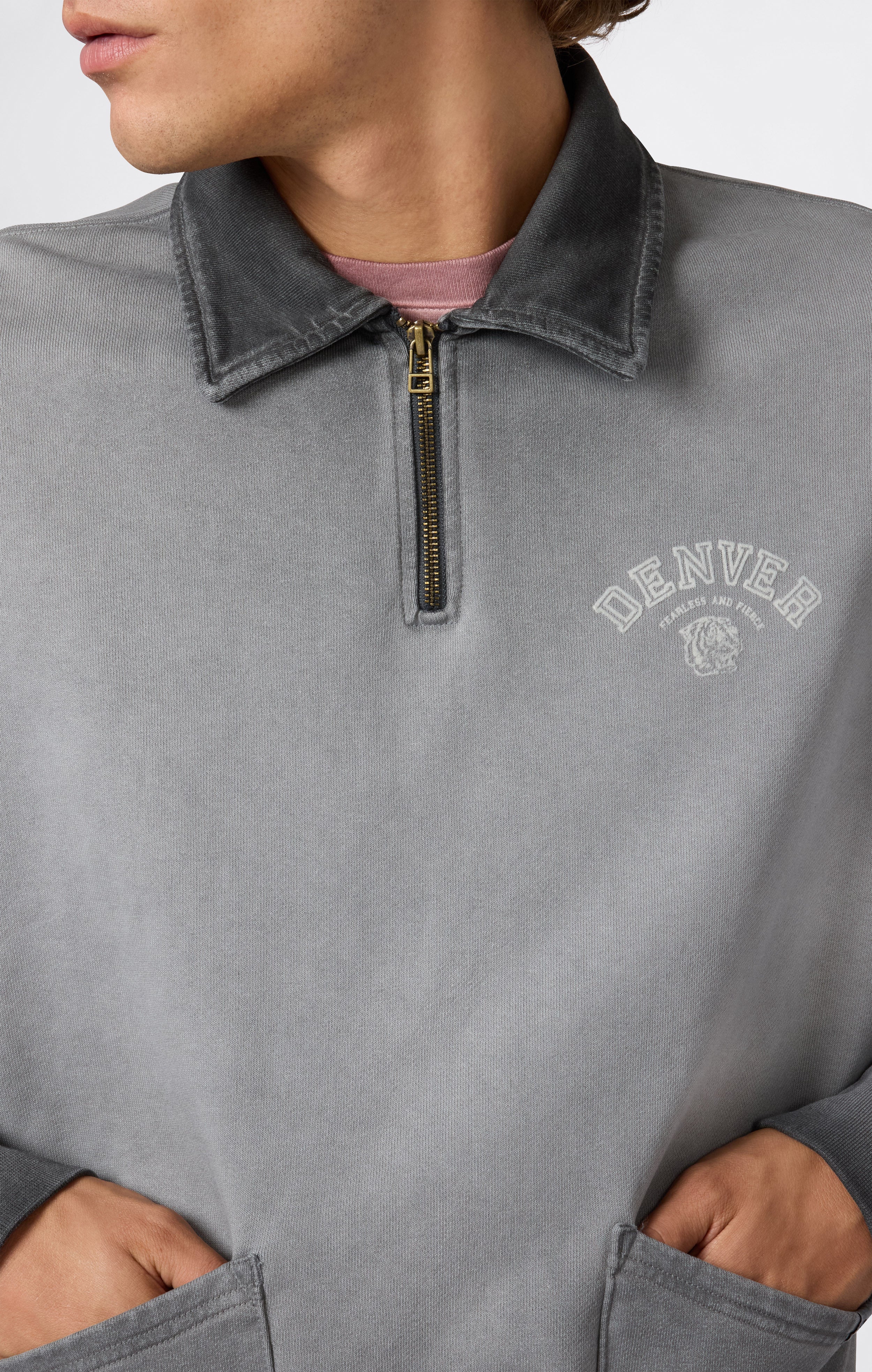 Herren Polo-Halbzip-Sweatshirt Schwerer Stoff Time Capsule