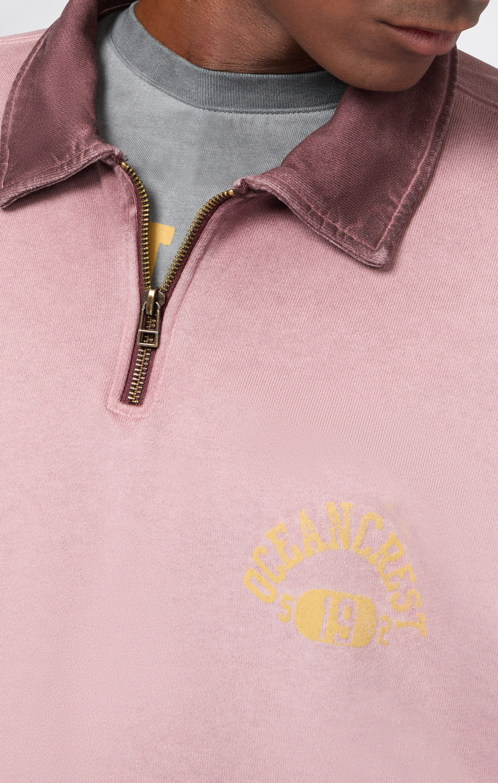 Herren Polo-Halbzip-Sweatshirt Schwerer Stoff Time Capsule